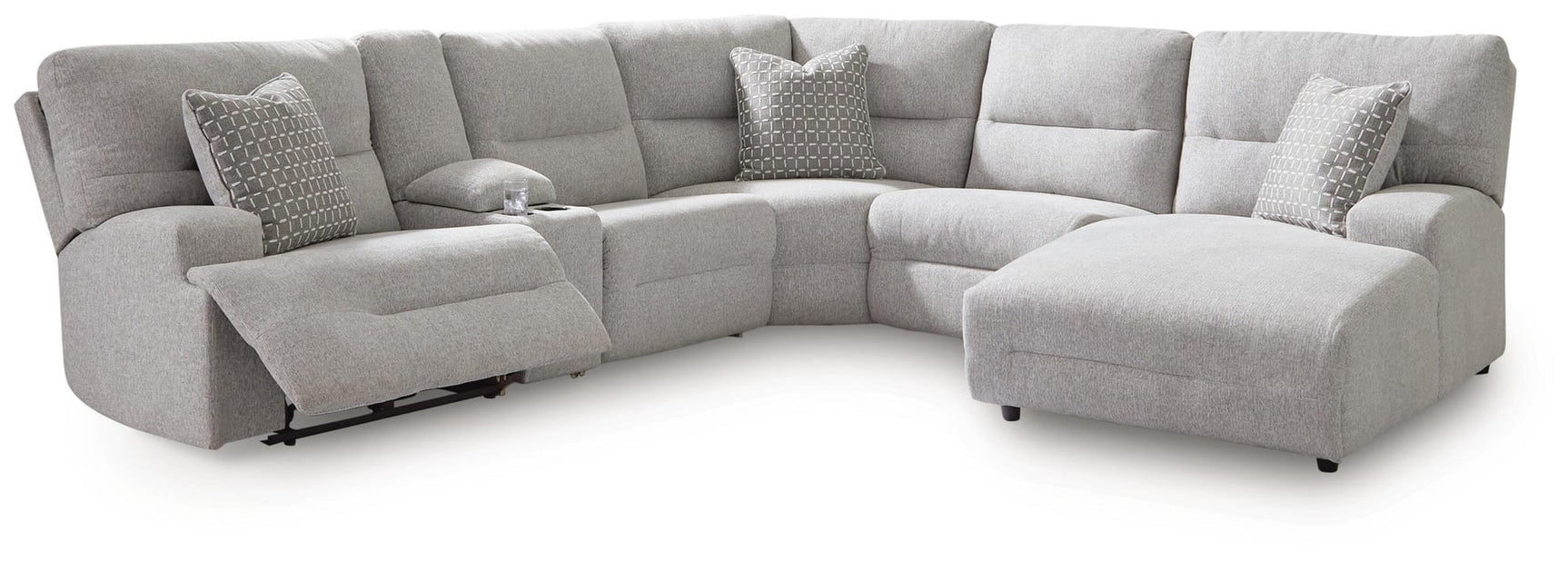 Acklen Place Pewter Performance Fabric,Next-Gen Nuvella™ 6-Piece Power Reclining Sectional with Chaise view 2