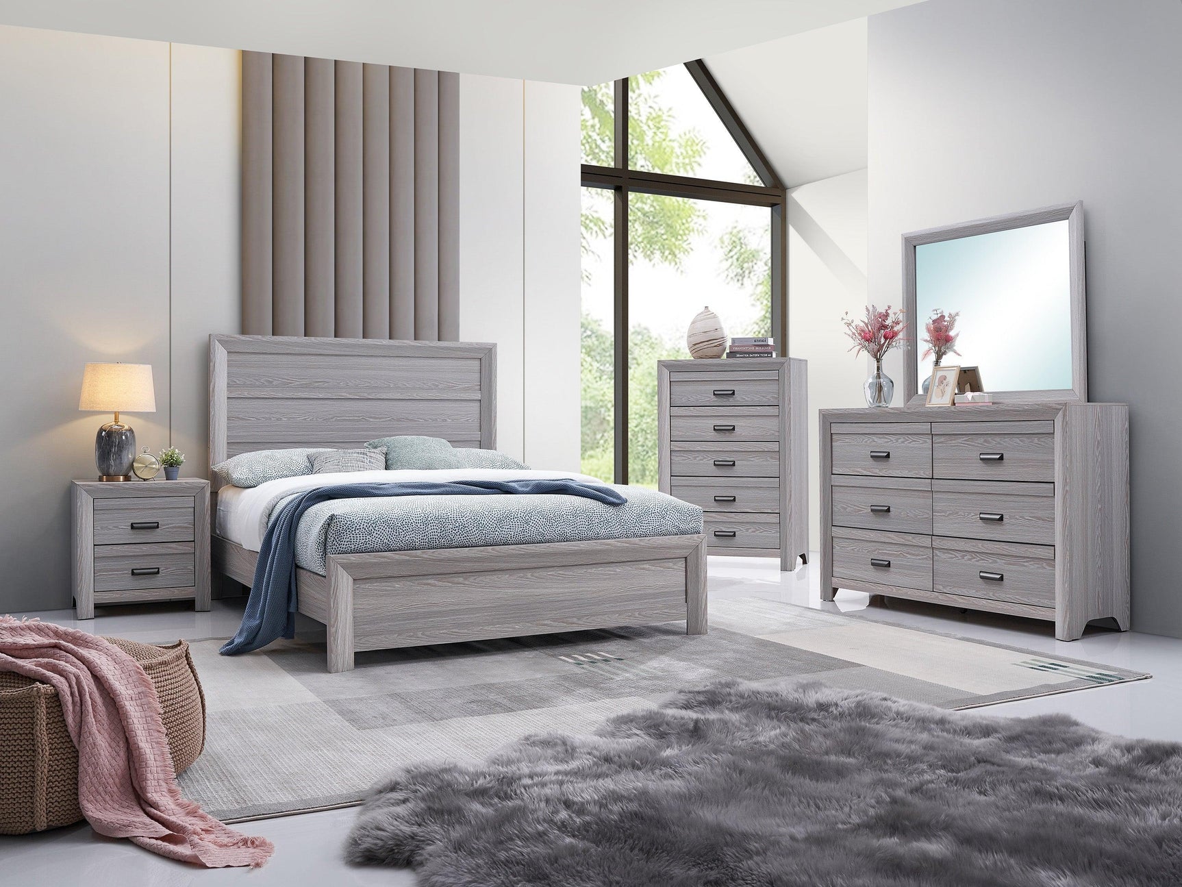 Adelaide Drift Wood Modern Contemporary Solid Wood And Veneers 2-Drawers Nightstand - Ella Furniture