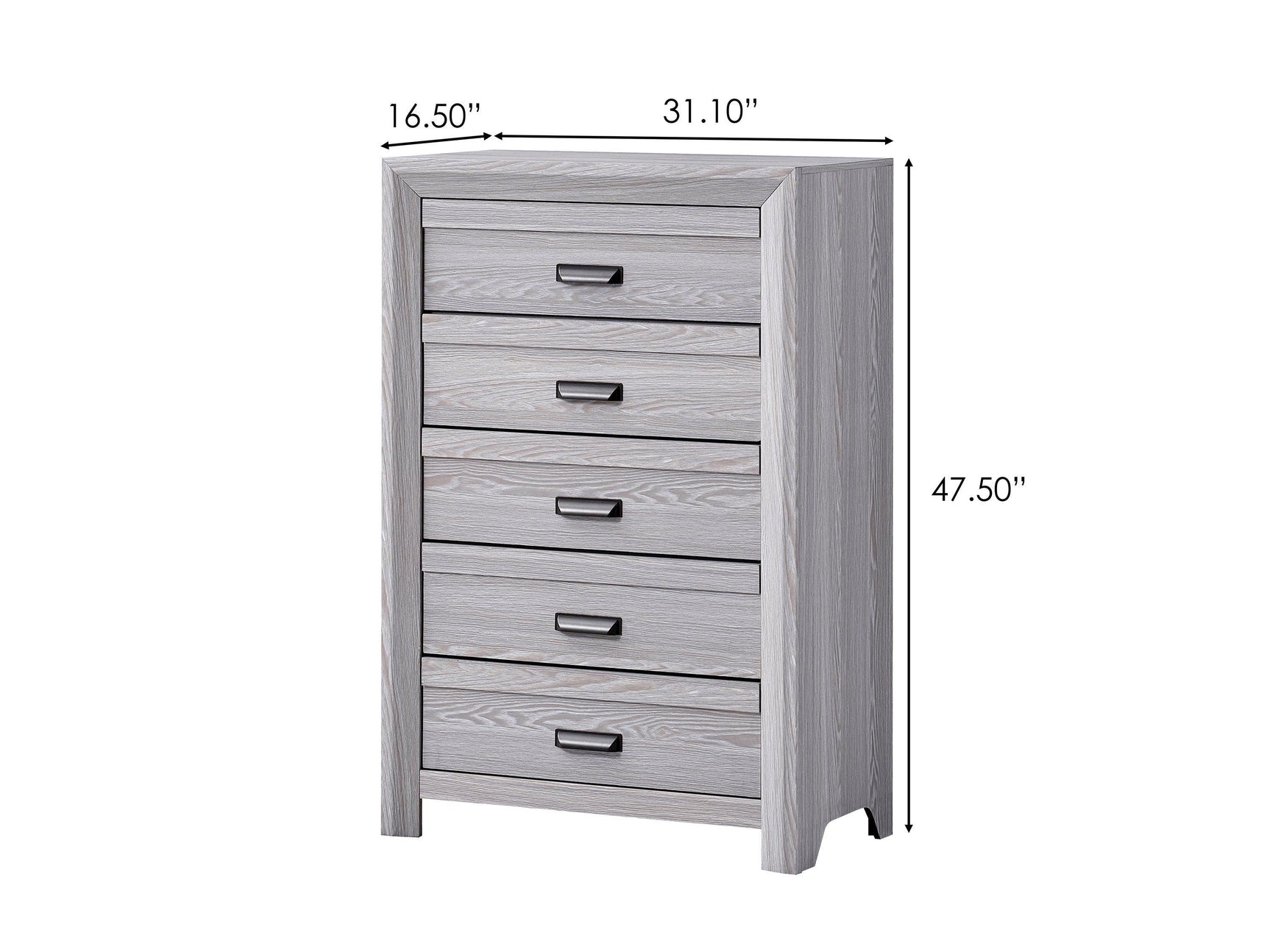 Adelaide Drift Wood Modern Contemporary Solid Wood And Veneers 5-Drawers Chest - Ella Furniture