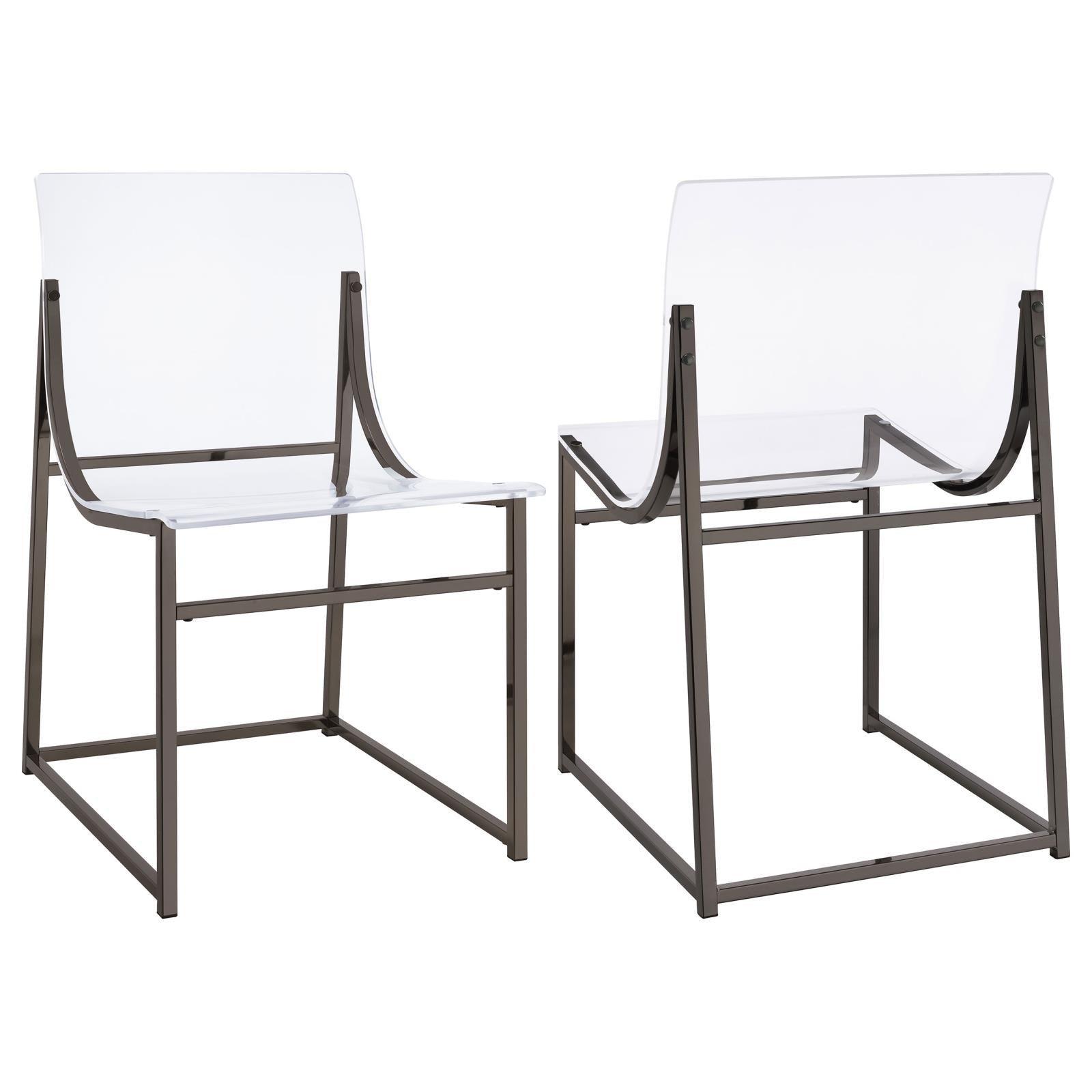 Adino Acrylic Dining Side Chair Clear And Black Nickel (Set Of 2) 121142 - Ella Furniture