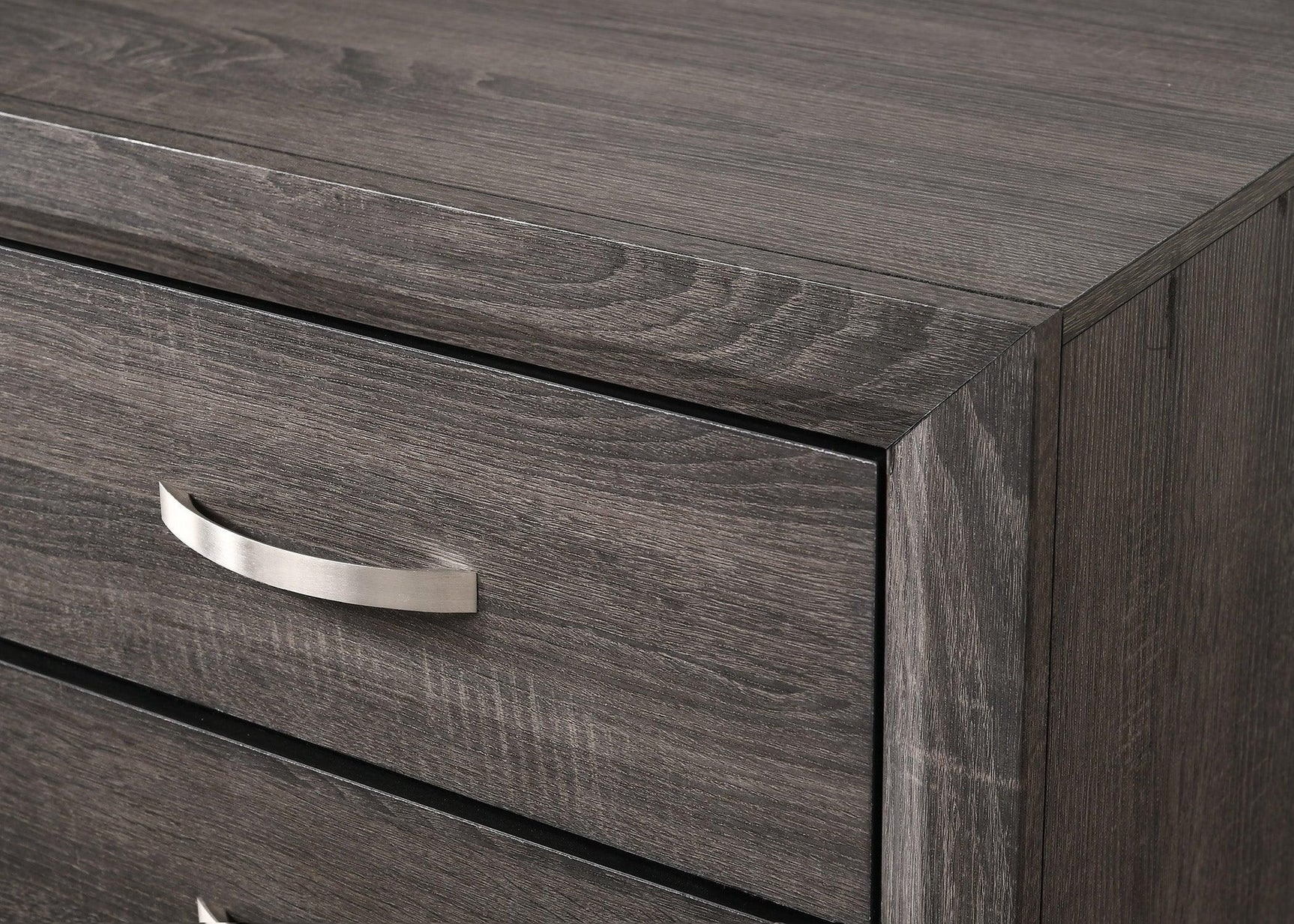 Akerson Chest Gray, Contemporary Sleek And Modern Wood, Metal 5 Drawers - Ella Furniture