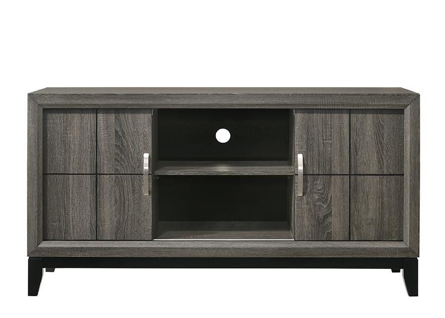Akerson Grey Tv Stand Drift Wood, Driftwood Entertainment Console With Metal Legs With Storage Doors for Living Room - Ella Furniture