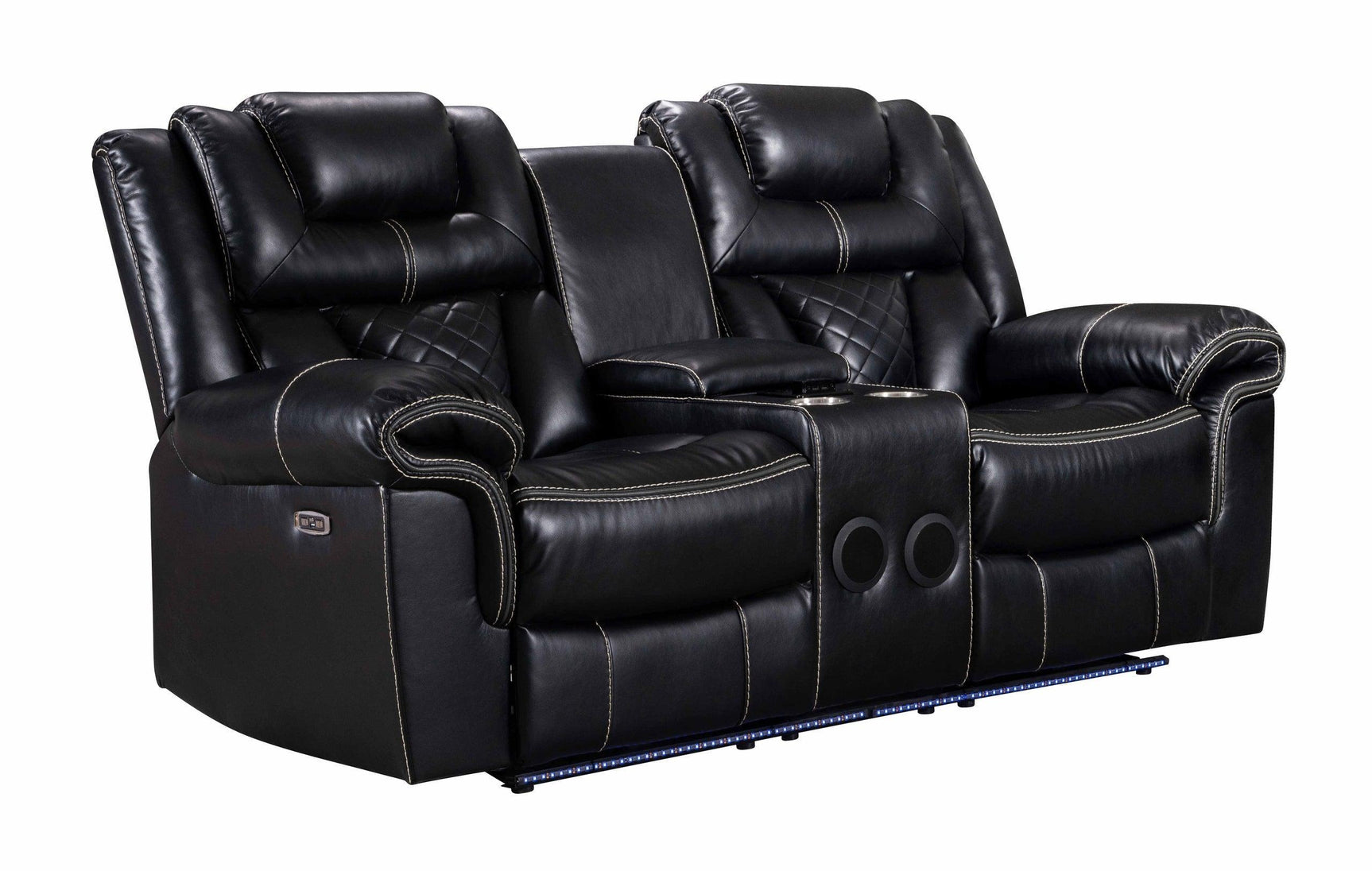 Alexa Black Modern Contemporary Faux Leather Gel 3Pc Power Reclining Set - Ella Furniture