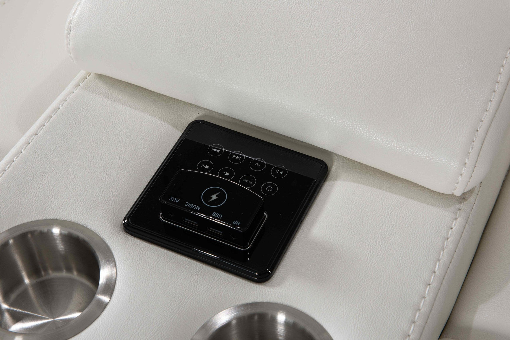 Alexa White Modern Contemporary Faux Leather LED 3Pc Power Reclining Set - Ella Furniture