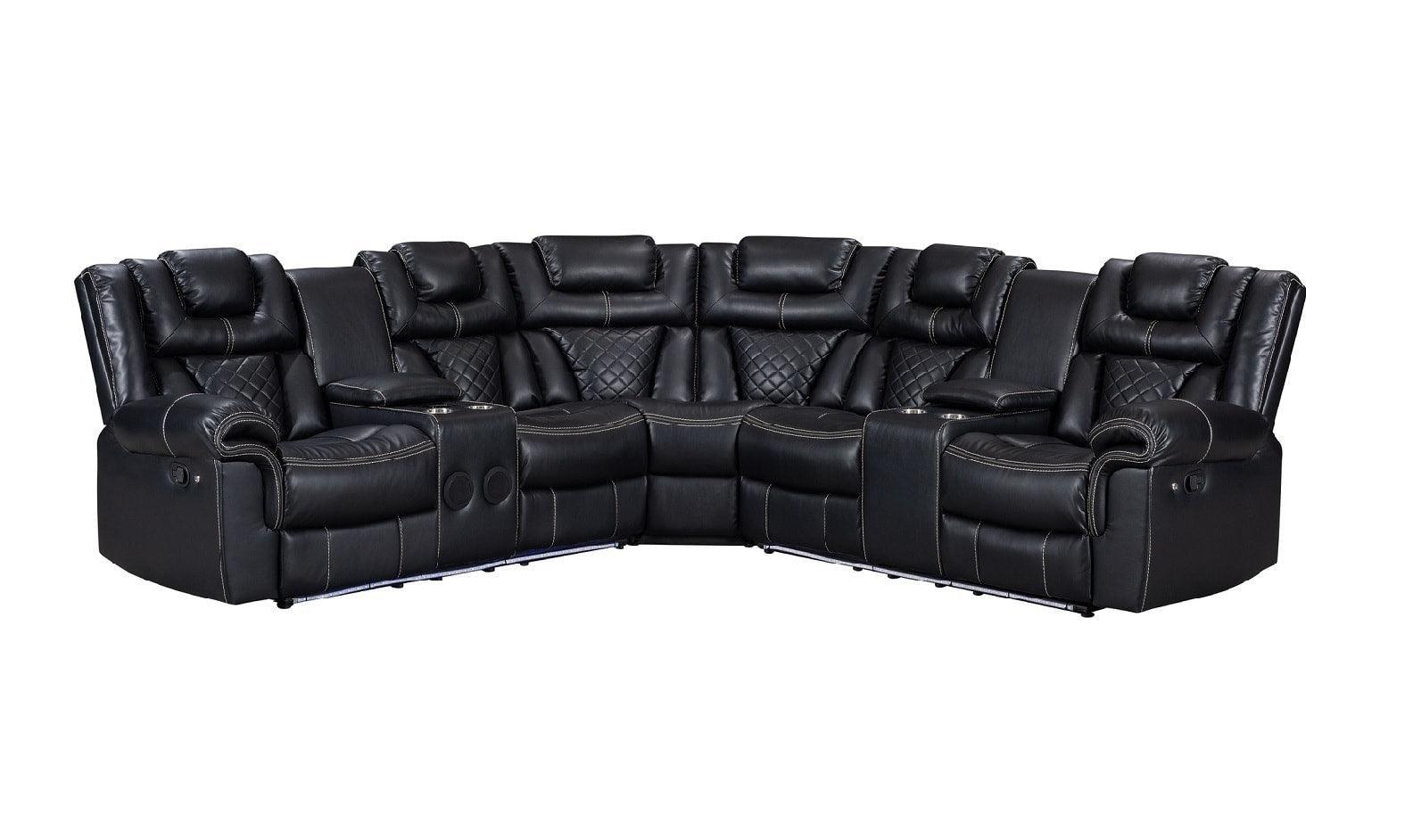 Alexa2023 Black Reclining Sectional - Ella Furniture