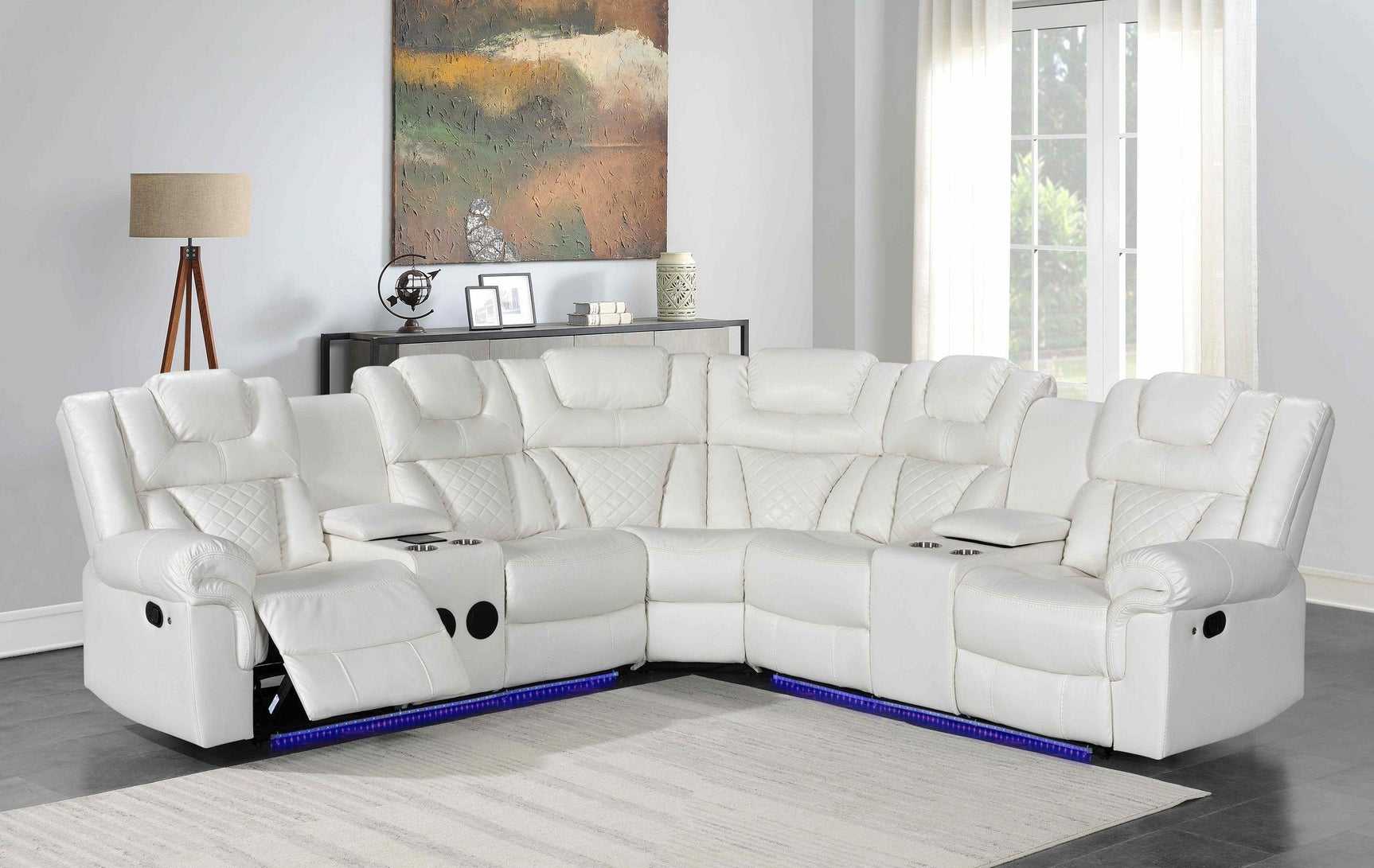 Alexa2023 White Reclining Sectional - Ella Furniture