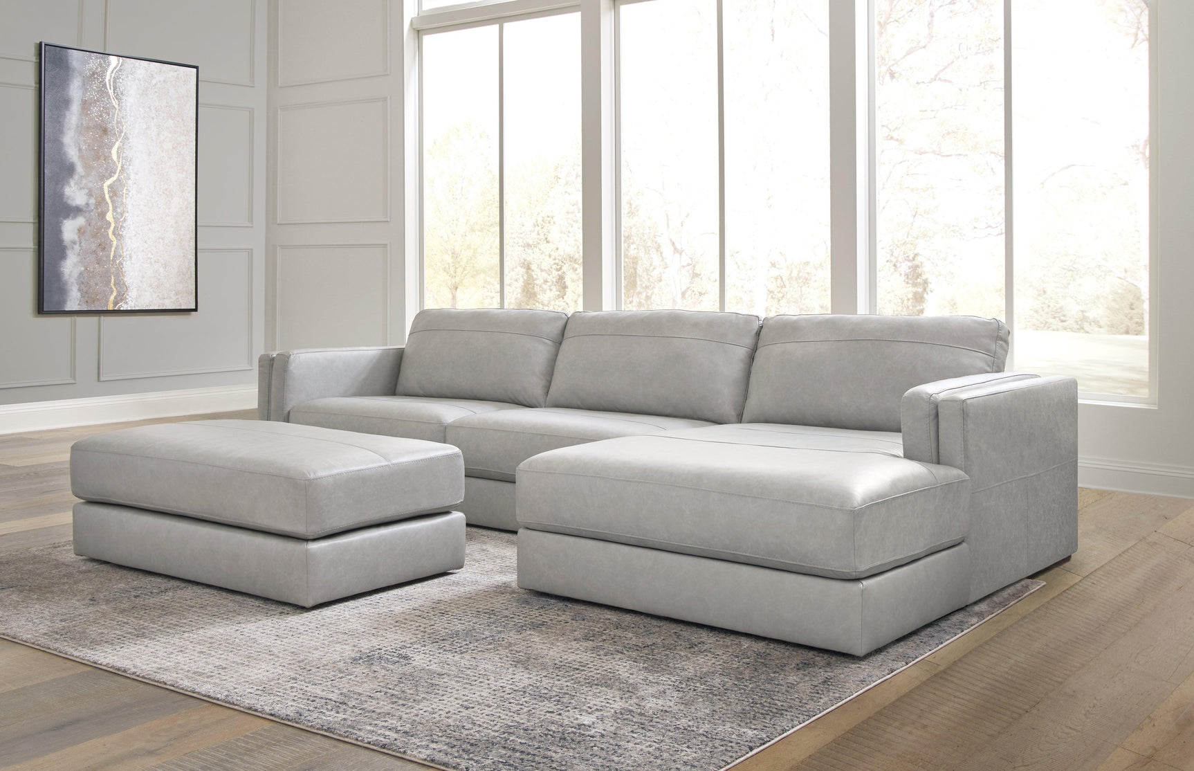 Amiata Glacier 2-Piece Sectional With Ottoman - Ella Furniture