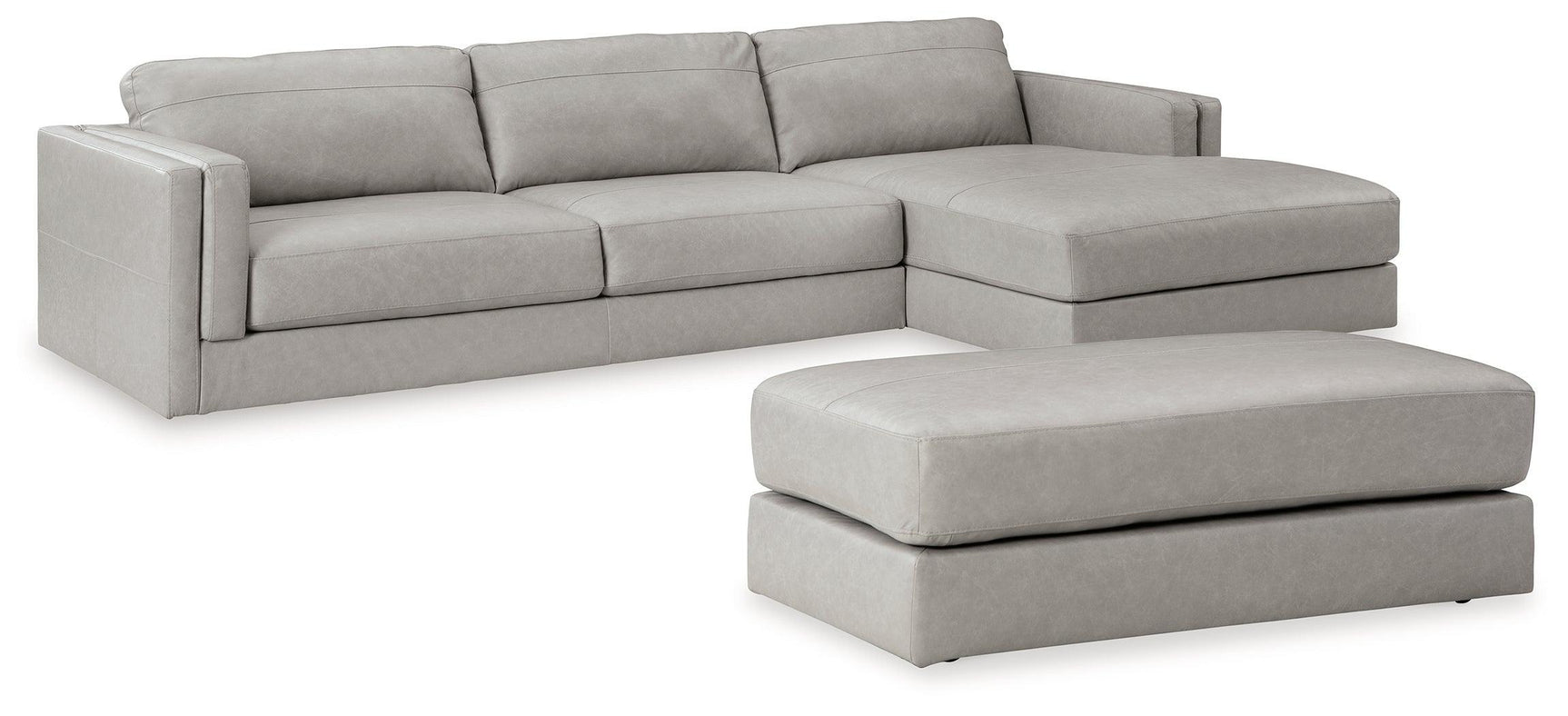 Amiata Glacier 2-Piece Sectional With Ottoman - Ella Furniture