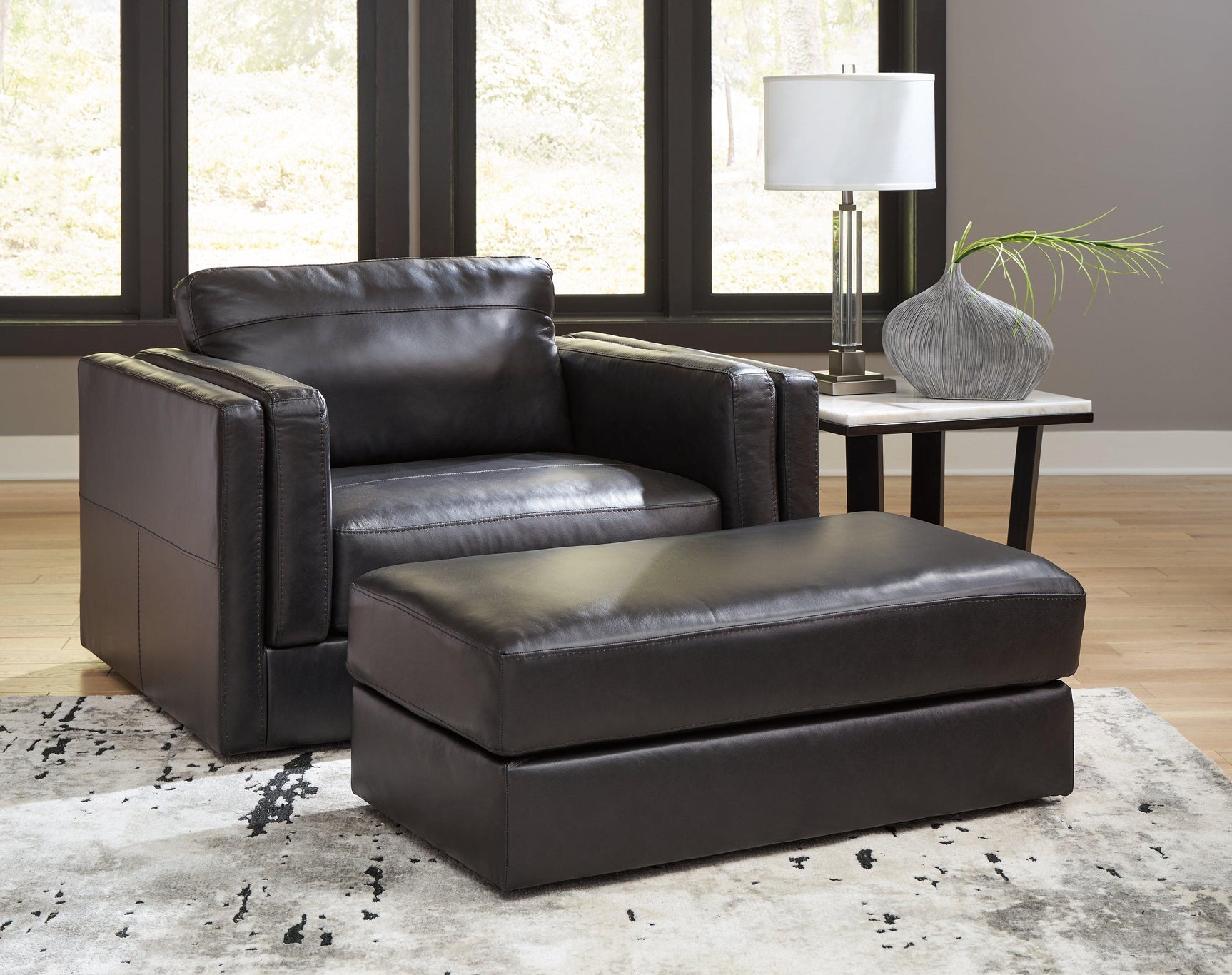Amiata Onyx Chair And Ottoman - Ella Furniture