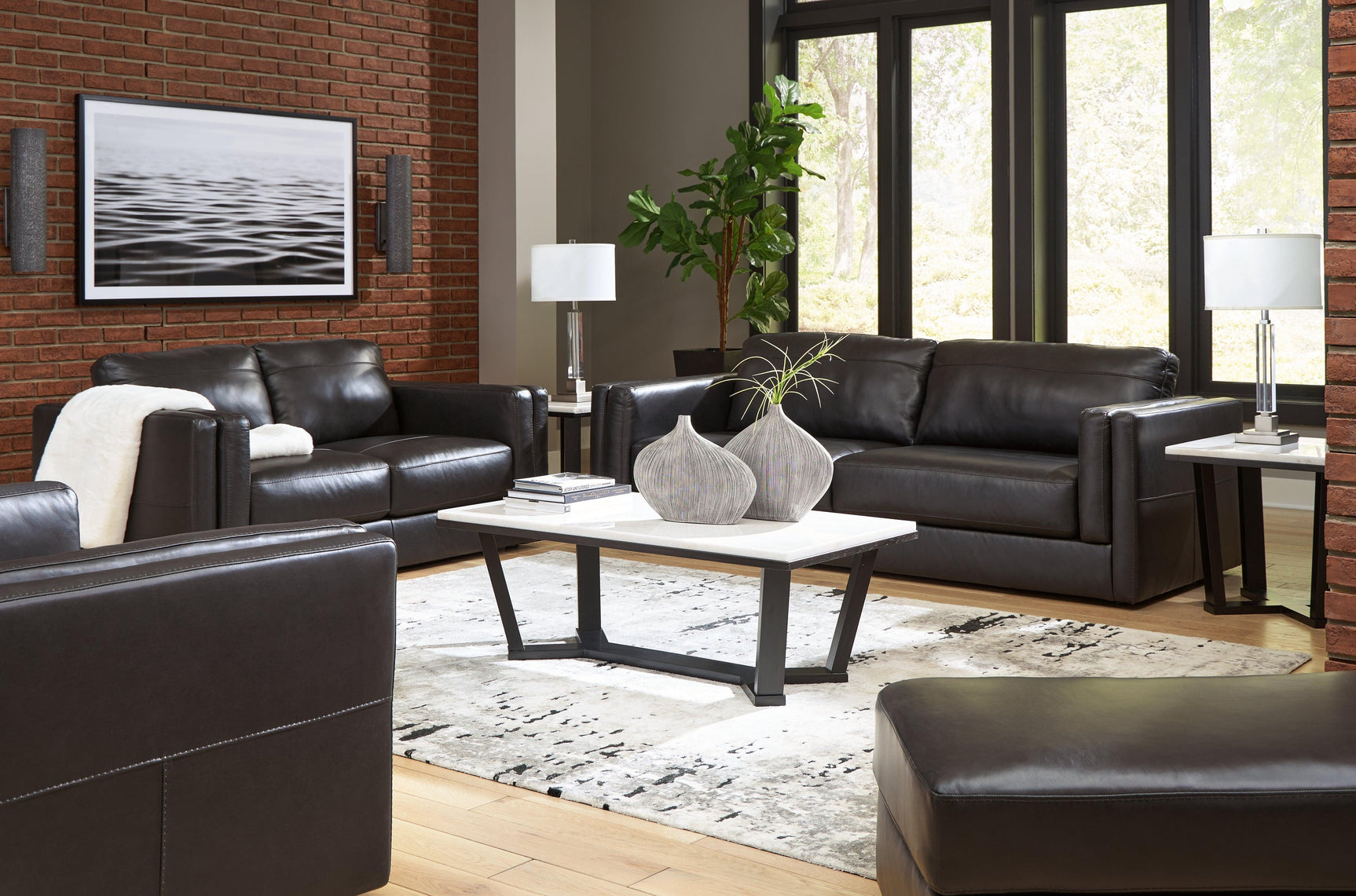 Amiata Onyx Sofa, Loveseat, Chair And Ottoman - Ella Furniture