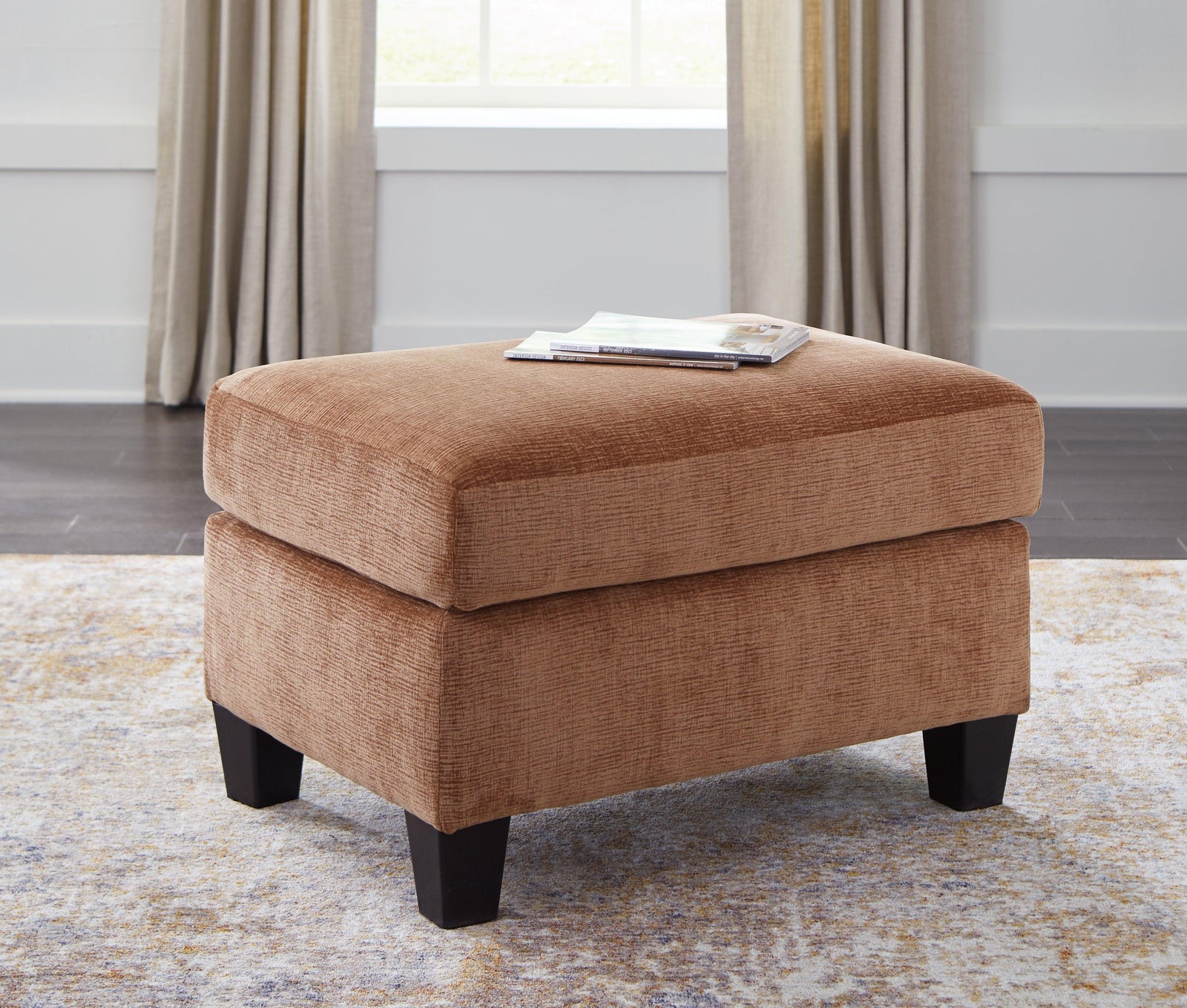 Amity Bay Clay Chenille Ottoman - Ella Furniture