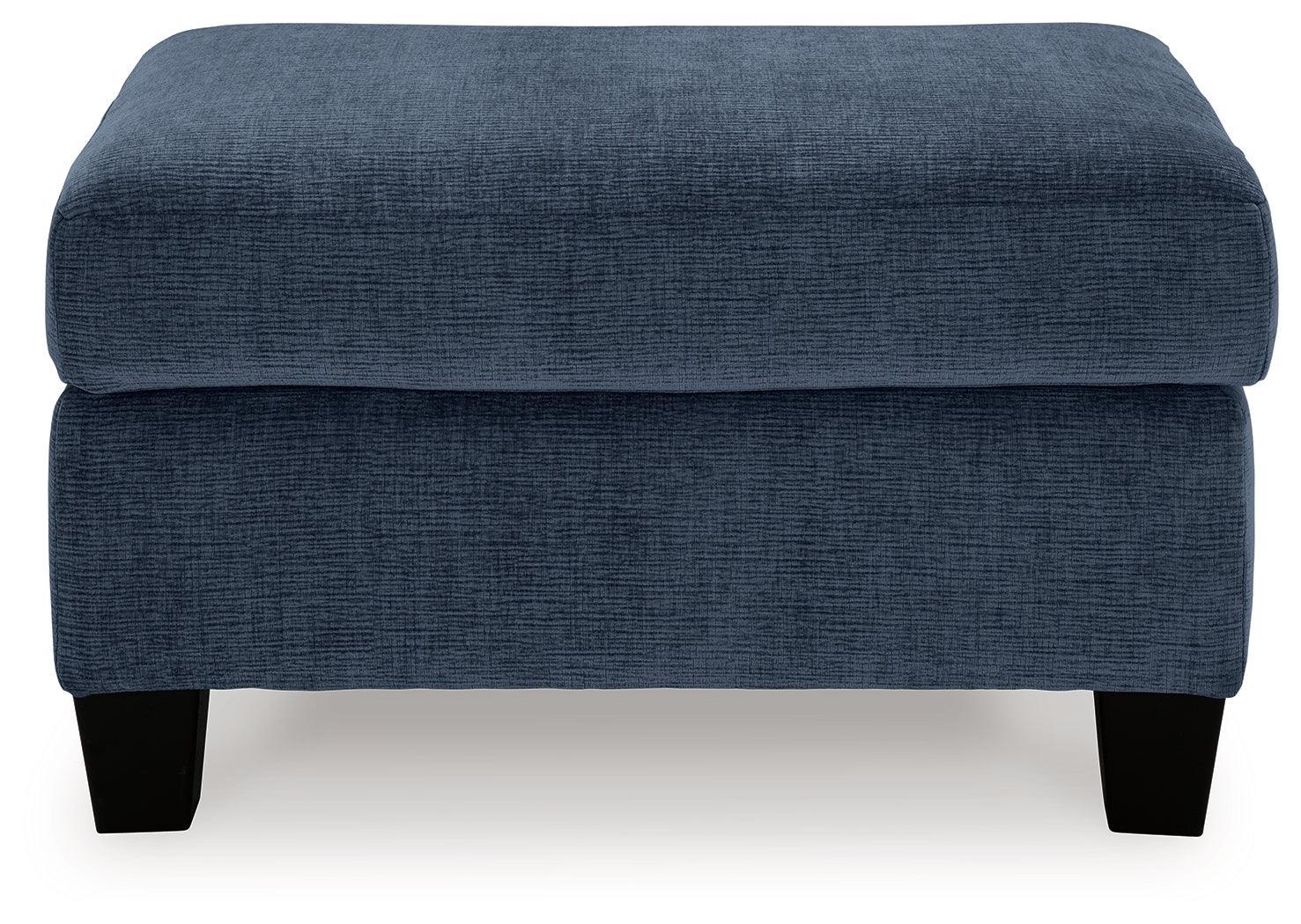 Amity Bay Ink Chenille Ottoman - Ella Furniture