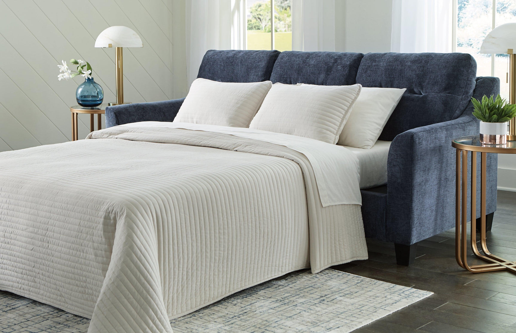 Amity Bay Ink Chenille Queen Sofa Chaise Sleeper - Ella Furniture