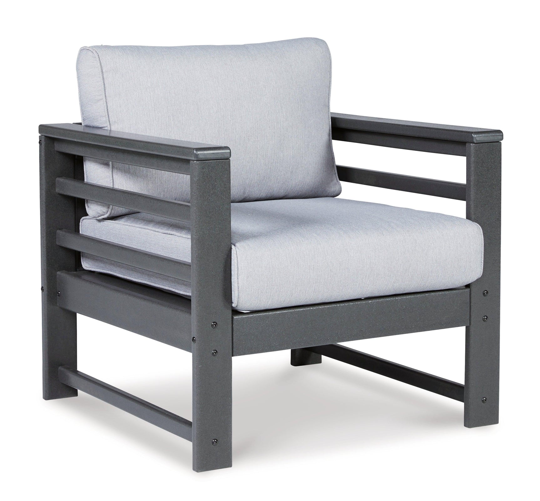 Amora Charcoal Gray Outdoor Sofa, Loveseat And 2 Lounge Chairs With Coffee Table And End Table - Ella Furniture