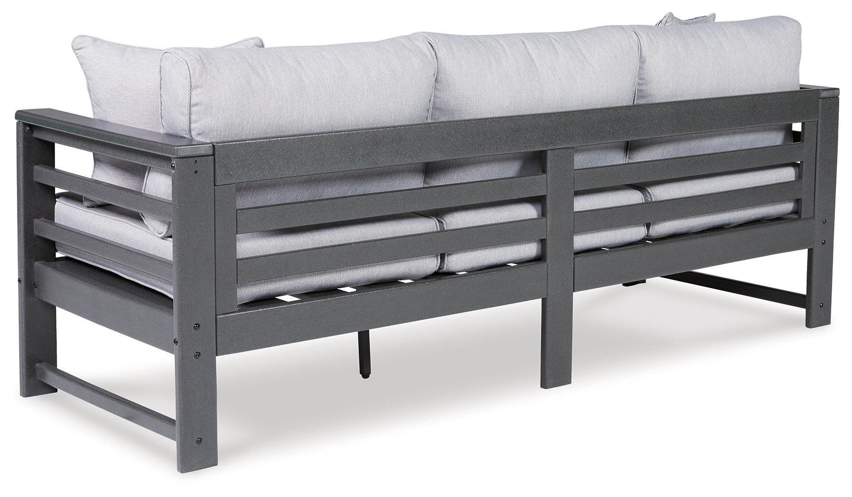 Amora Charcoal Gray Outdoor Sofa With Coffee Table - Ella Furniture