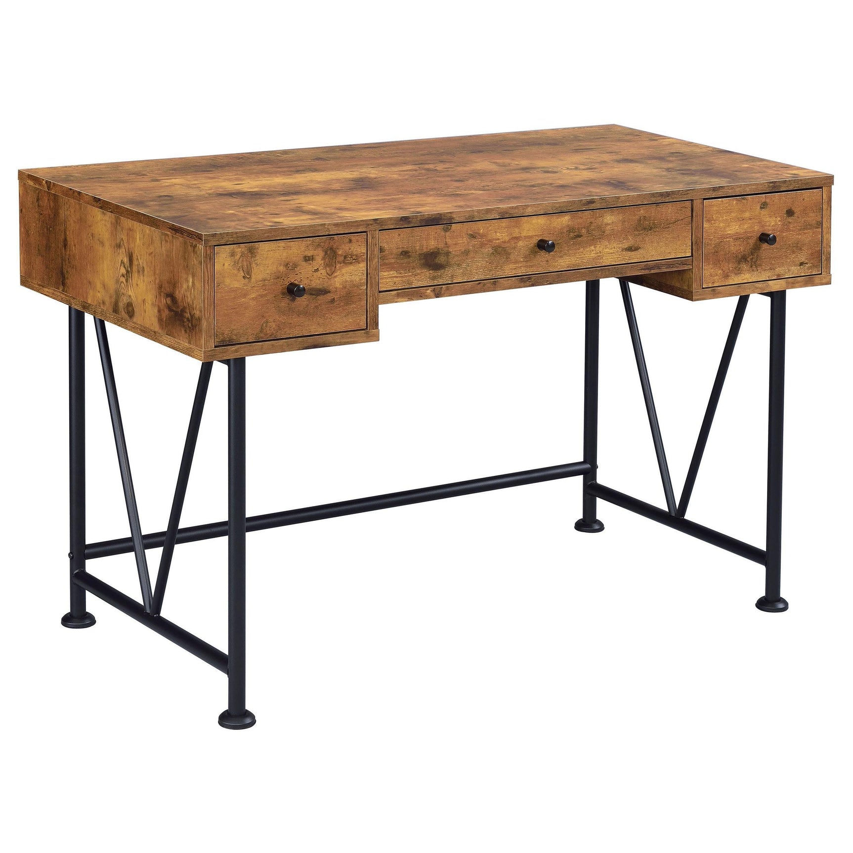 ANALIESE COLLECTION Analiese 2-piece 3-drawer Writing Desk Set Antique Nutmeg and Black 801541-S2 - Ella Furniture