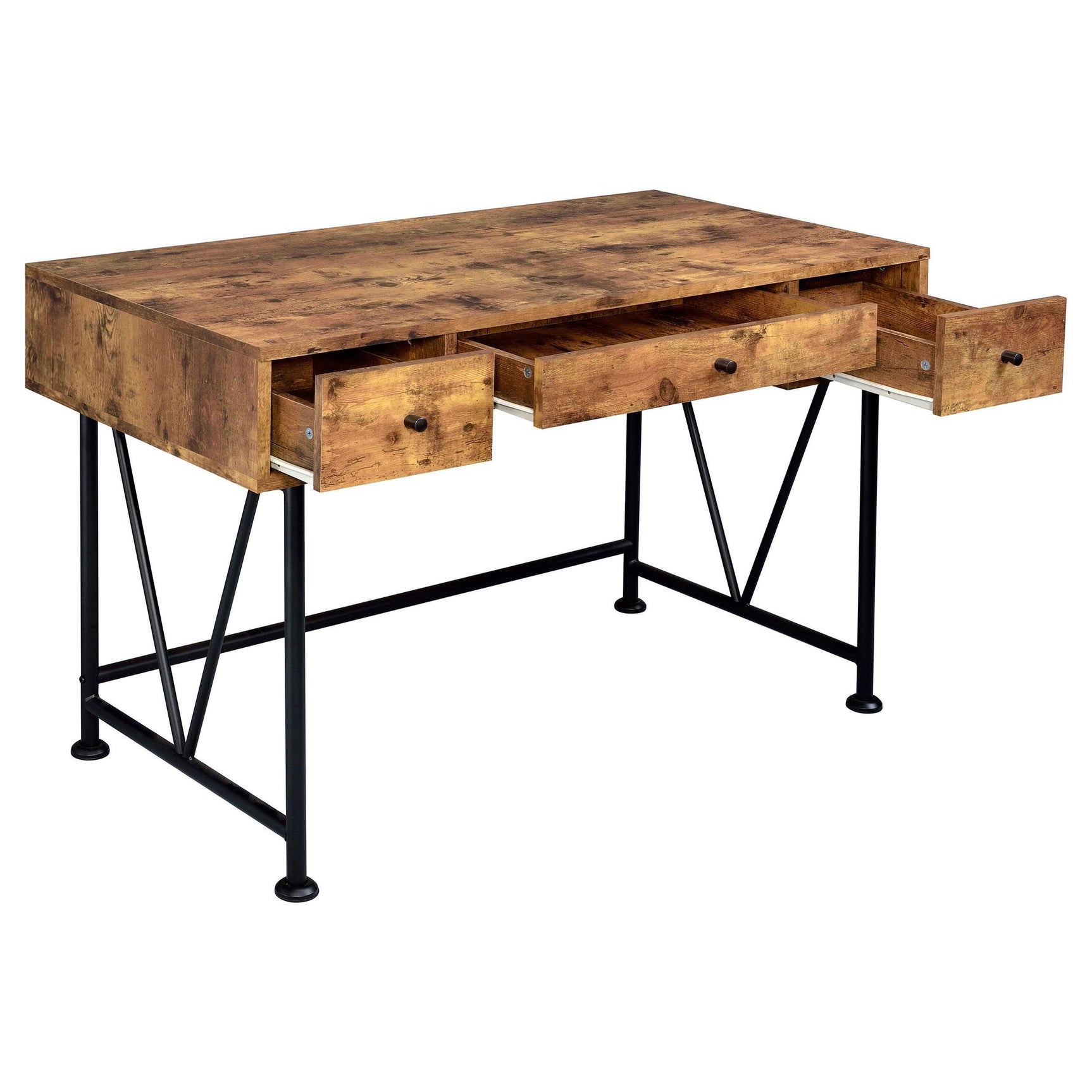 ANALIESE COLLECTION Analiese 2-piece 3-drawer Writing Desk Set Antique Nutmeg and Black 801541-S2 - Ella Furniture