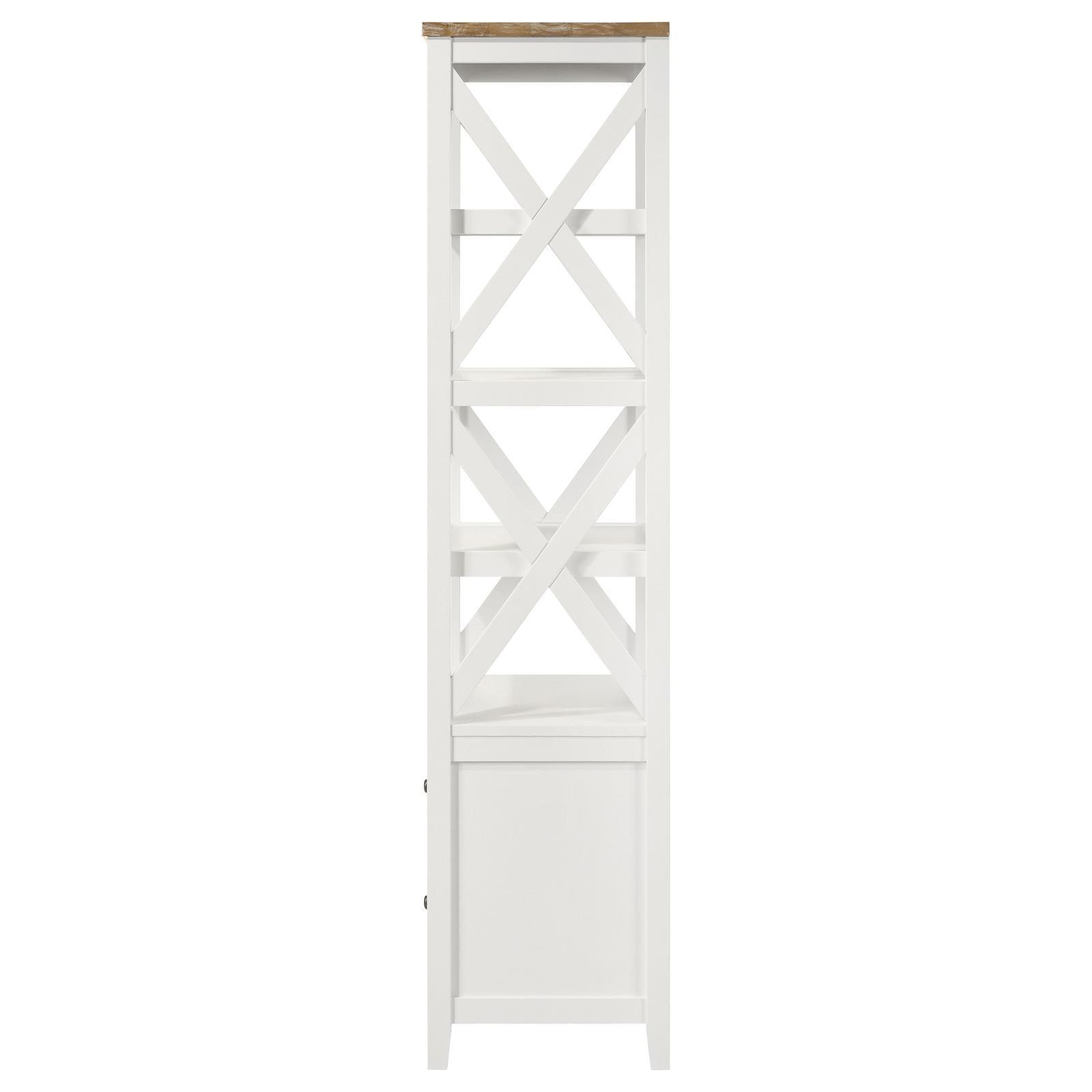 Angela 4-Shelf Wooden Media Tower With Drawers Brown And White 708254 - Ella Furniture