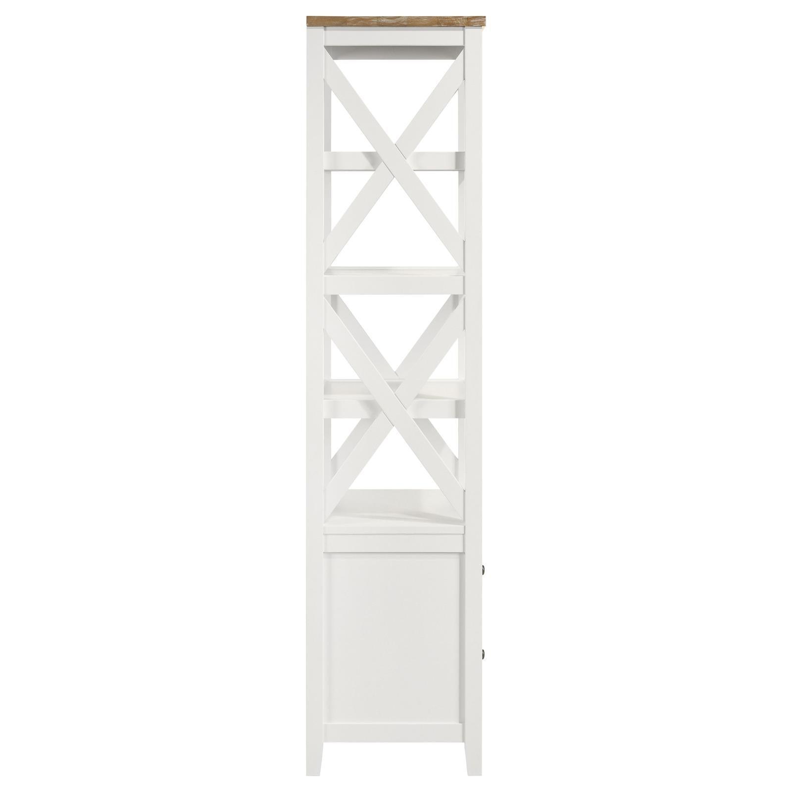 Angela 4-Shelf Wooden Media Tower With Drawers Brown And White 708254 - Ella Furniture