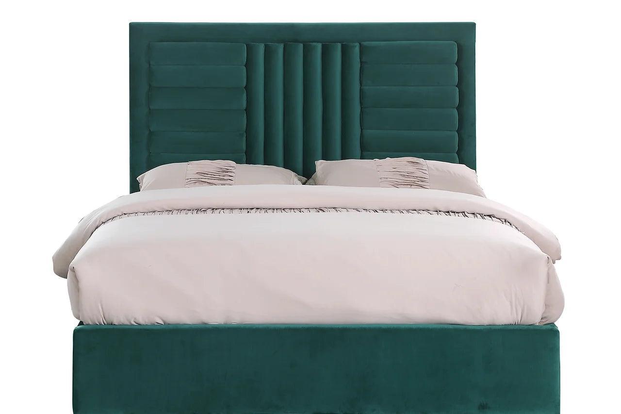 Anita Green Upholstered Queen Platform Bed - Ella Furniture