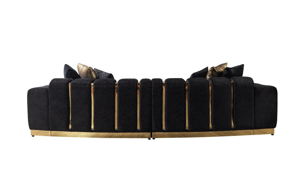 Anne Black Velvet Curved Sectional - Ella Furniture