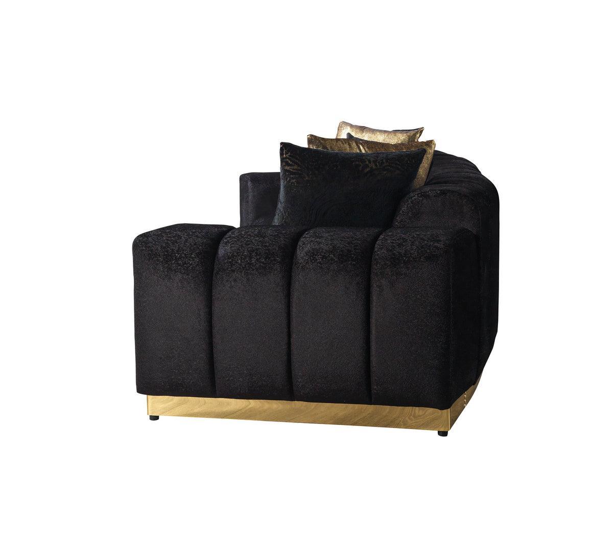 Anne Black Velvet Curved Sectional - Ella Furniture