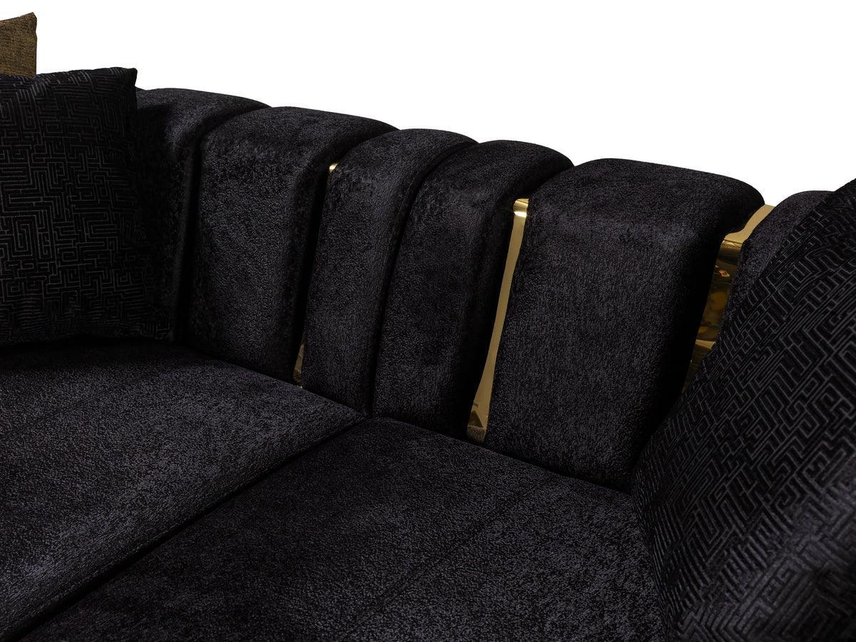 Anne Black Velvet Curved Sectional - Ella Furniture