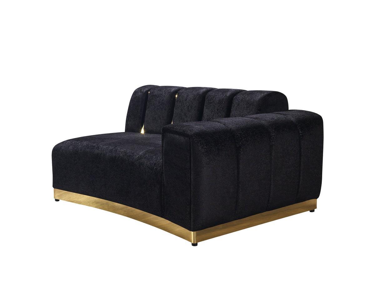 Anne Black Velvet Curved Sectional - Ella Furniture