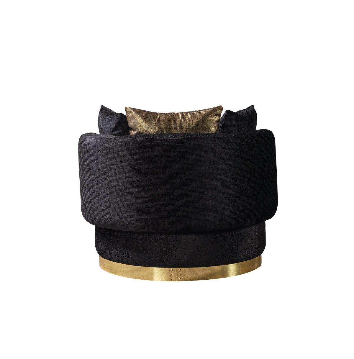 Anne Black Velvet Curved Sectional - Ella Furniture