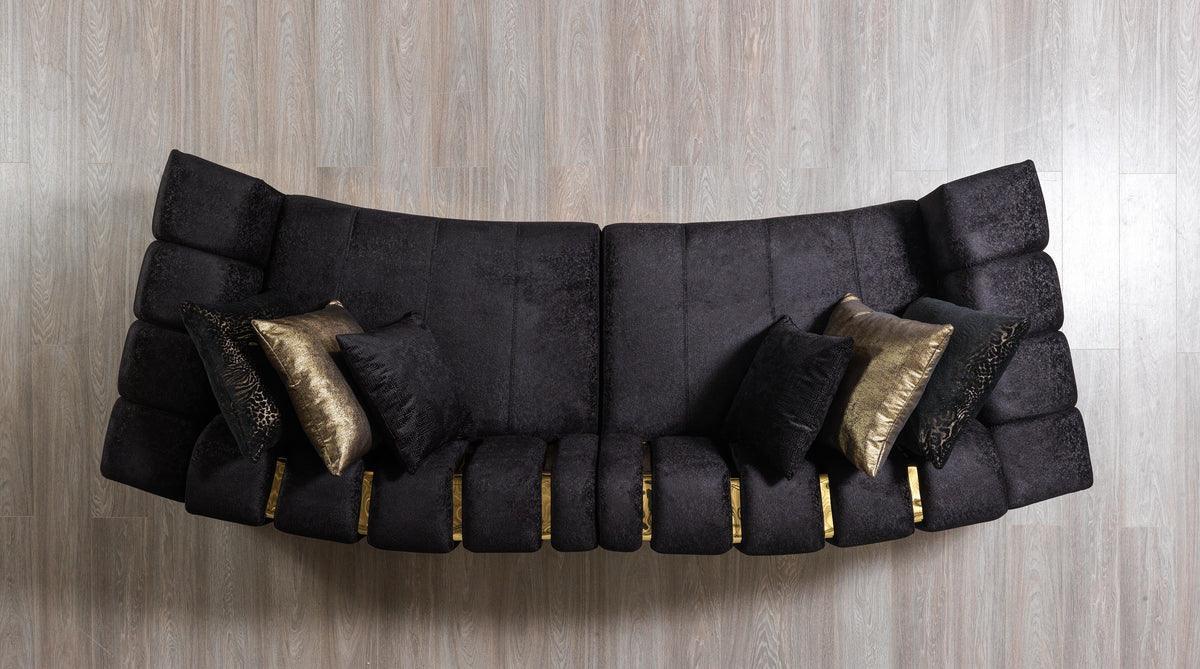 Anne Black Velvet Curved Sectional - Ella Furniture