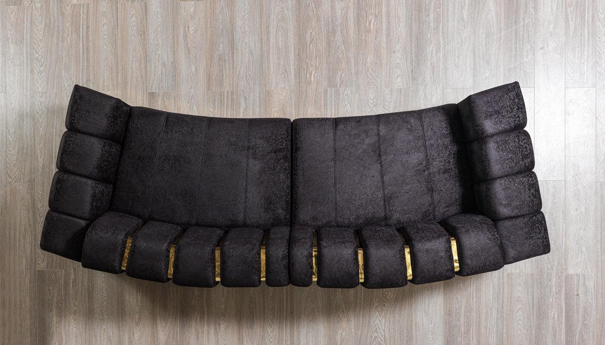 Anne Black Velvet Curved Sectional - Ella Furniture