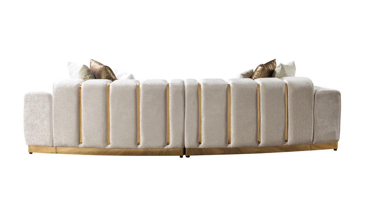 Anne Ivory Velvet Curved Sectional - Ella Furniture