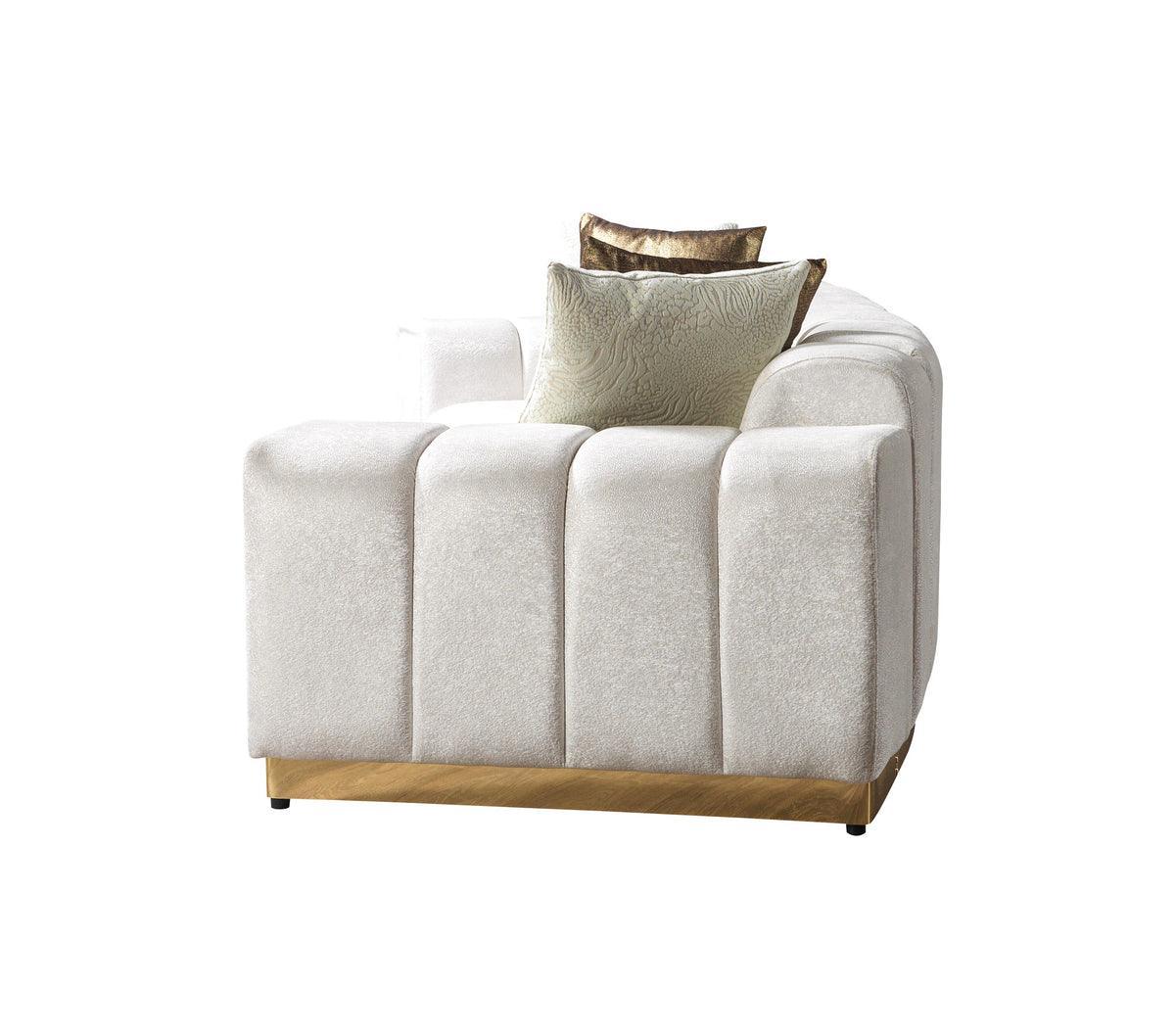 Anne Ivory Velvet Curved Sectional - Ella Furniture