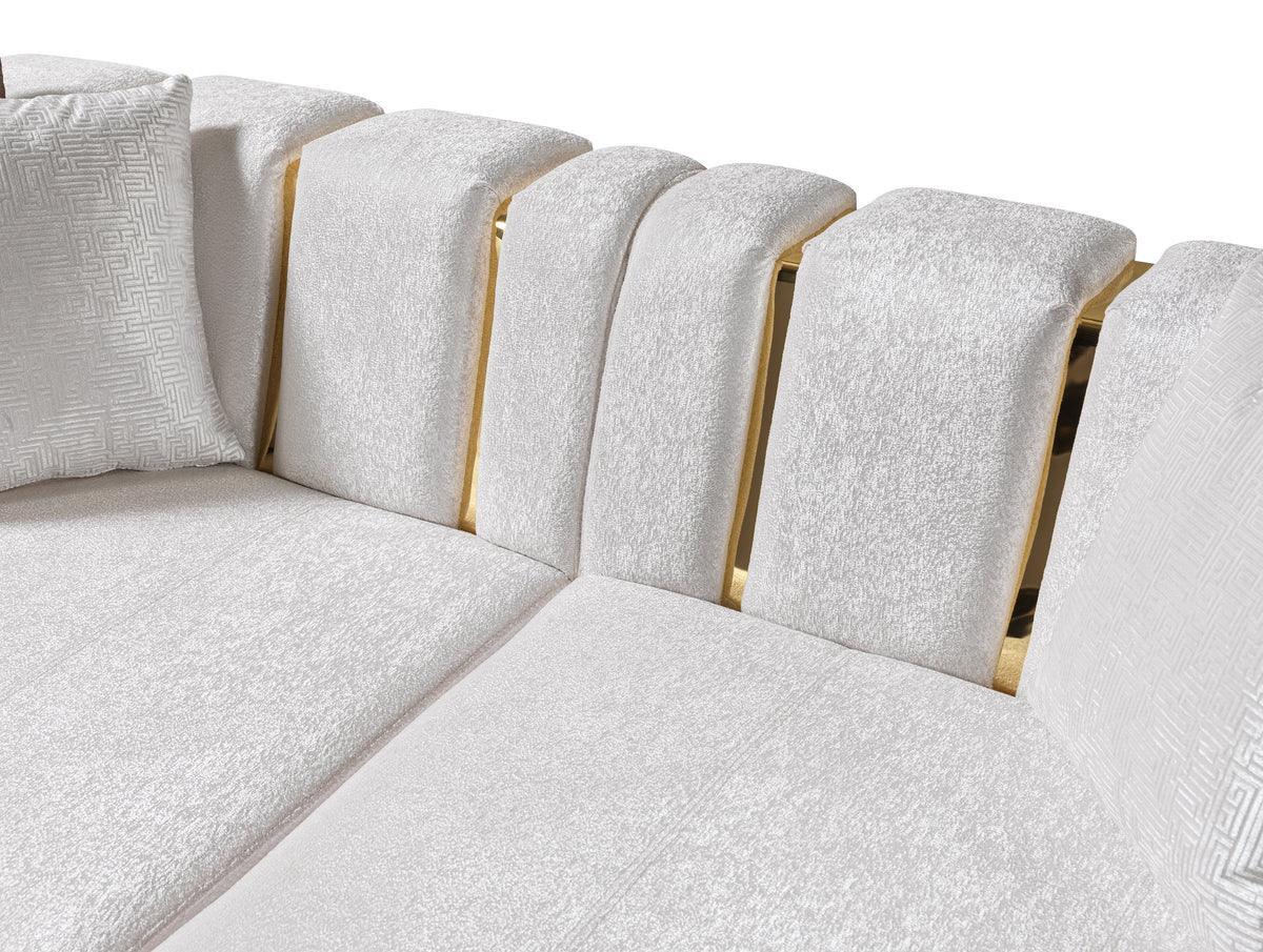 Anne Ivory Velvet Curved Sectional - Ella Furniture