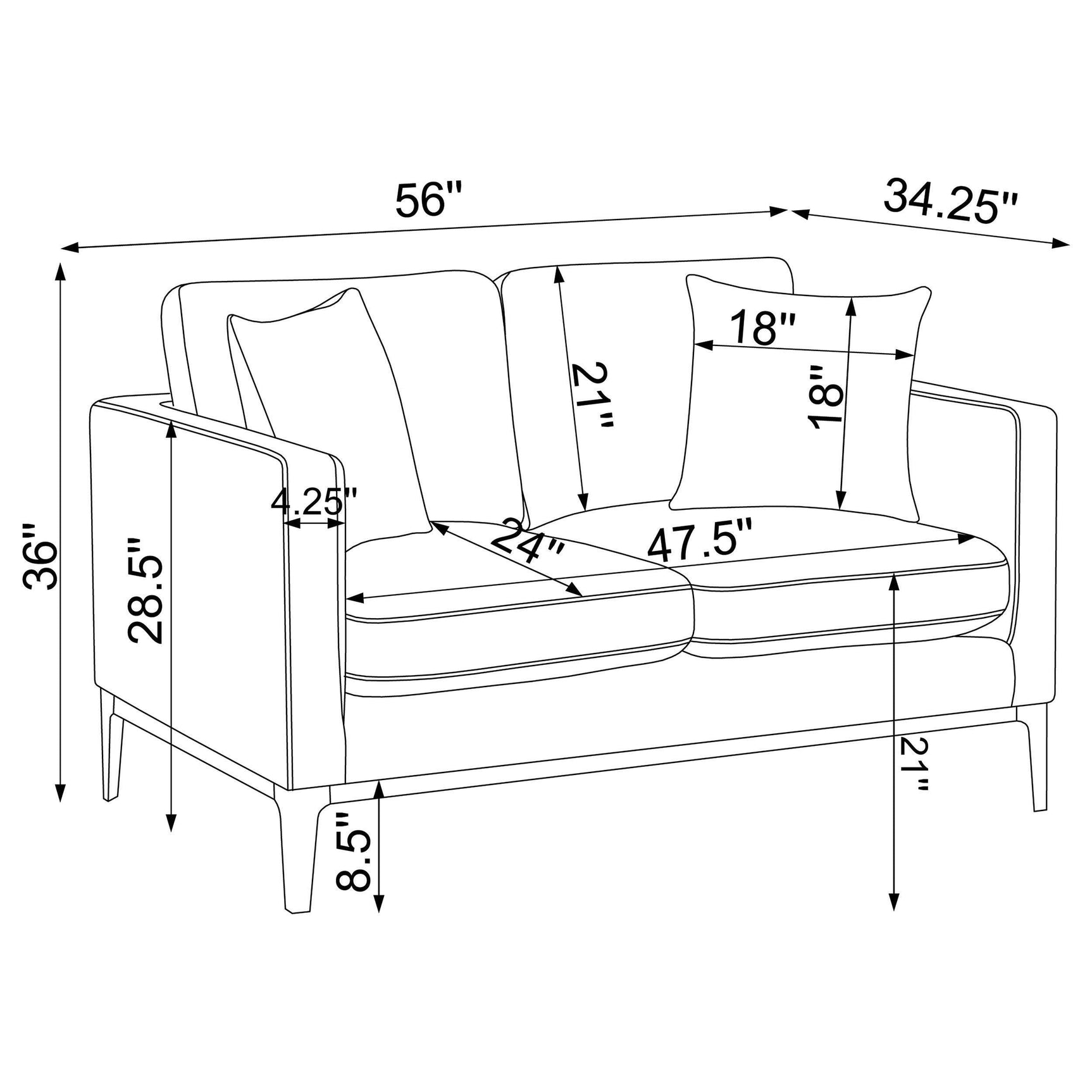 Apperson Apperso 2-piece Upholstered Track Arm Sofa Set Light Grey 508681-S2 - Ella Furniture