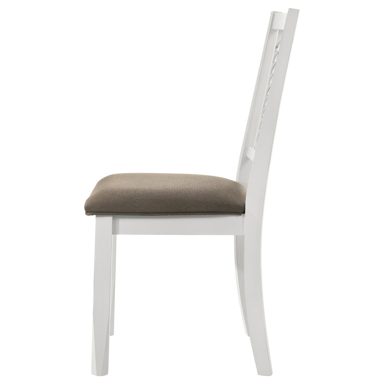 Appleton Ladder Back Dining Side Chair White And Brown (Set Of 2) 110412 - Ella Furniture