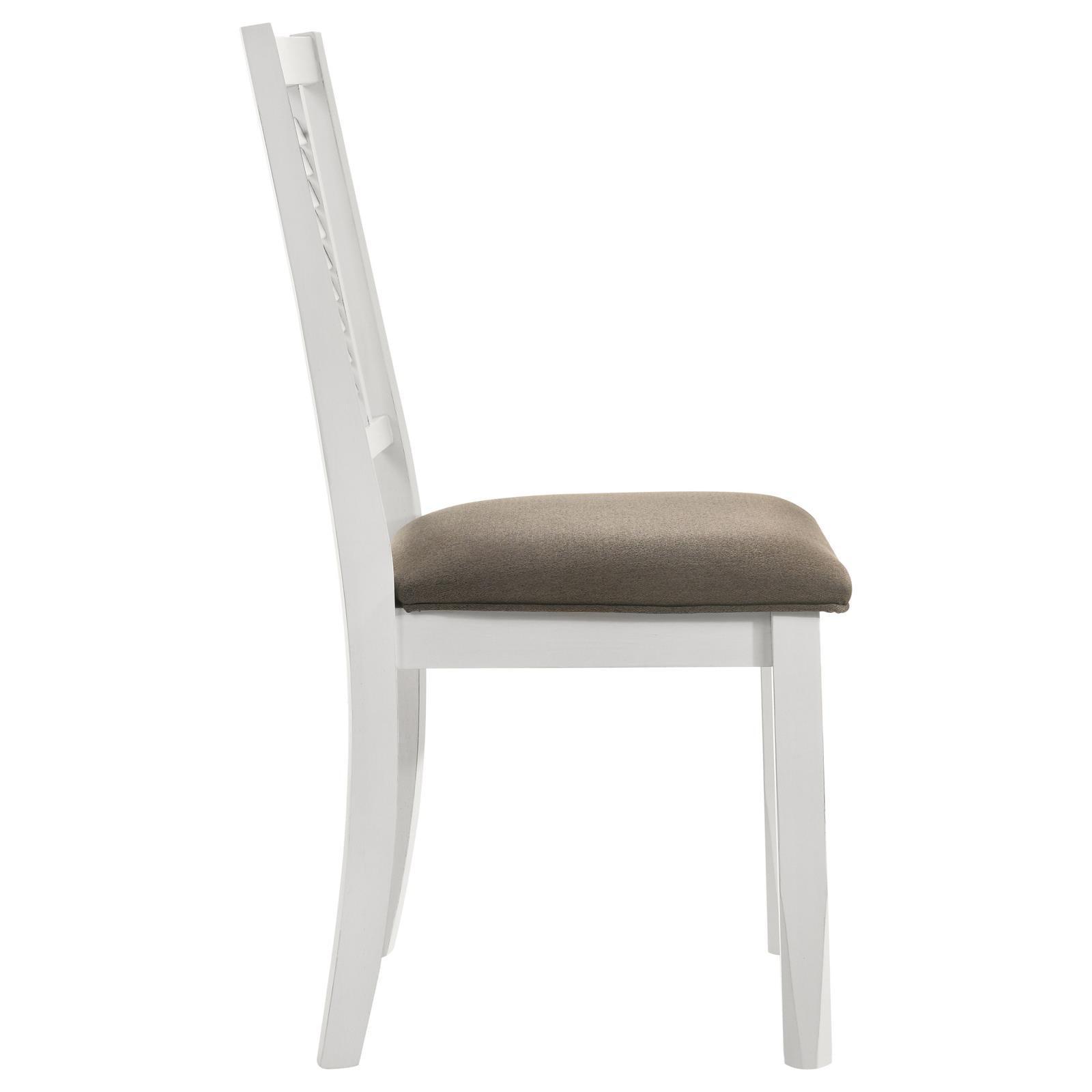 Appleton Ladder Back Dining Side Chair White And Brown (Set Of 2) 110412 - Ella Furniture