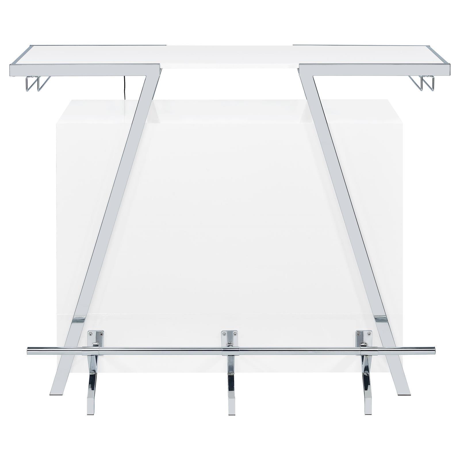 Araceli Home Bar Wine Cabinet White High Gloss And Chrome 182355 - Ella Furniture