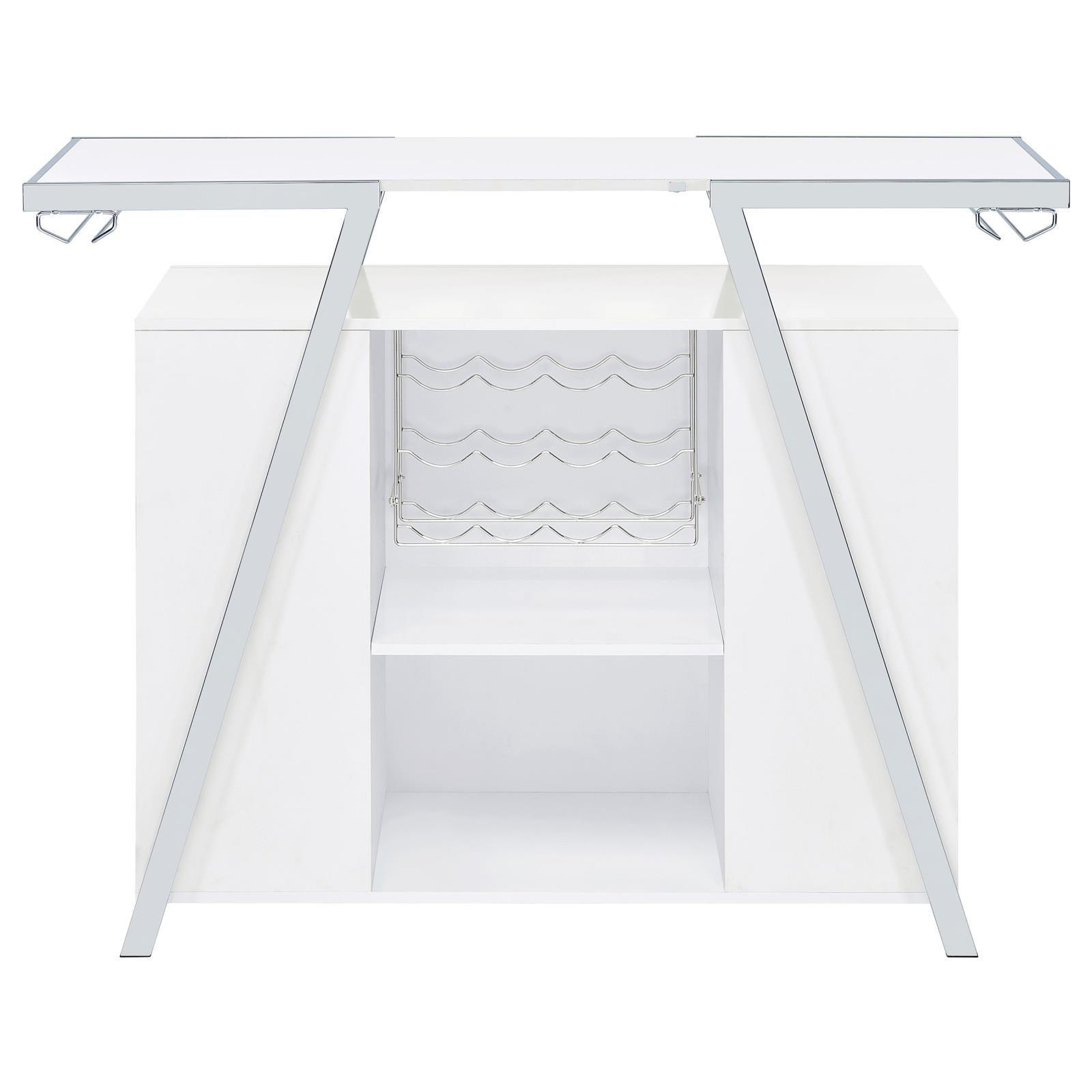 Araceli Home Bar Wine Cabinet White High Gloss And Chrome 182355 - Ella Furniture