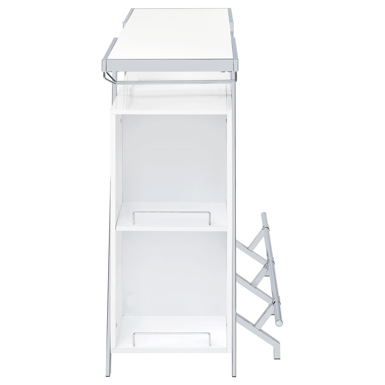 Araceli Home Bar Wine Cabinet White High Gloss And Chrome 182355 - Ella Furniture