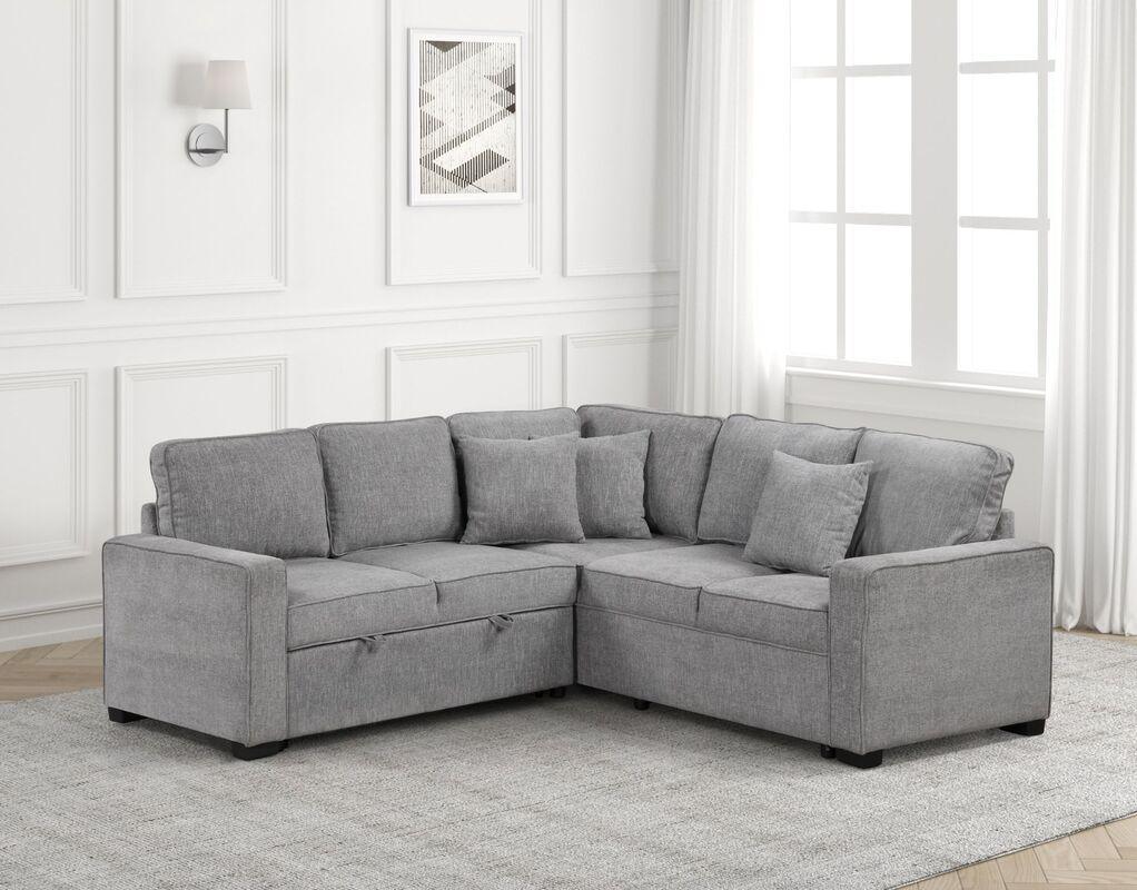 Ariel Gray Sectional w Pull-Out Bed