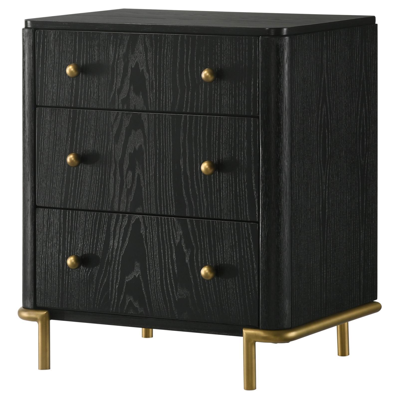 Arini Arini 3-Drawer Nightstand Bedside Table With Usb Outlet Black 224332 - Ella Furniture