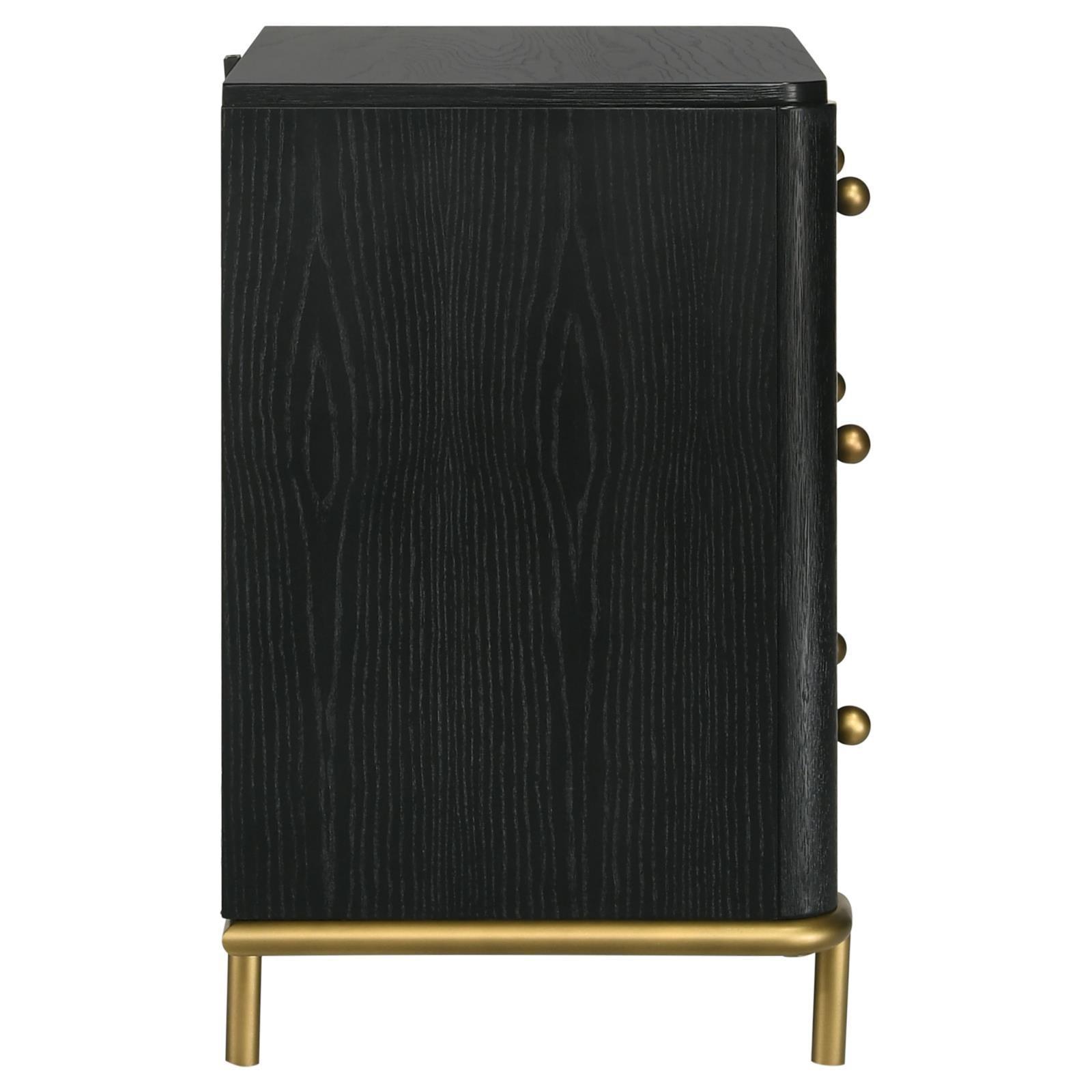 Arini Arini 3-Drawer Nightstand Bedside Table With Usb Outlet Black 224332 - Ella Furniture