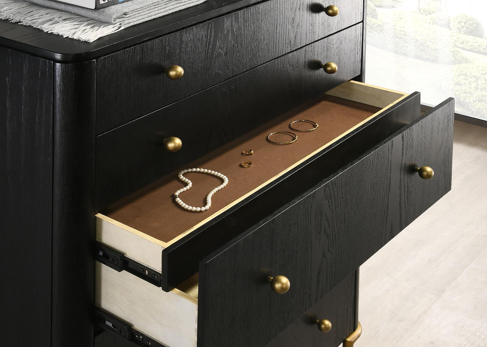 Arini Arini 5-Drawer Bedroom Chest Black 224335 - Ella Furniture