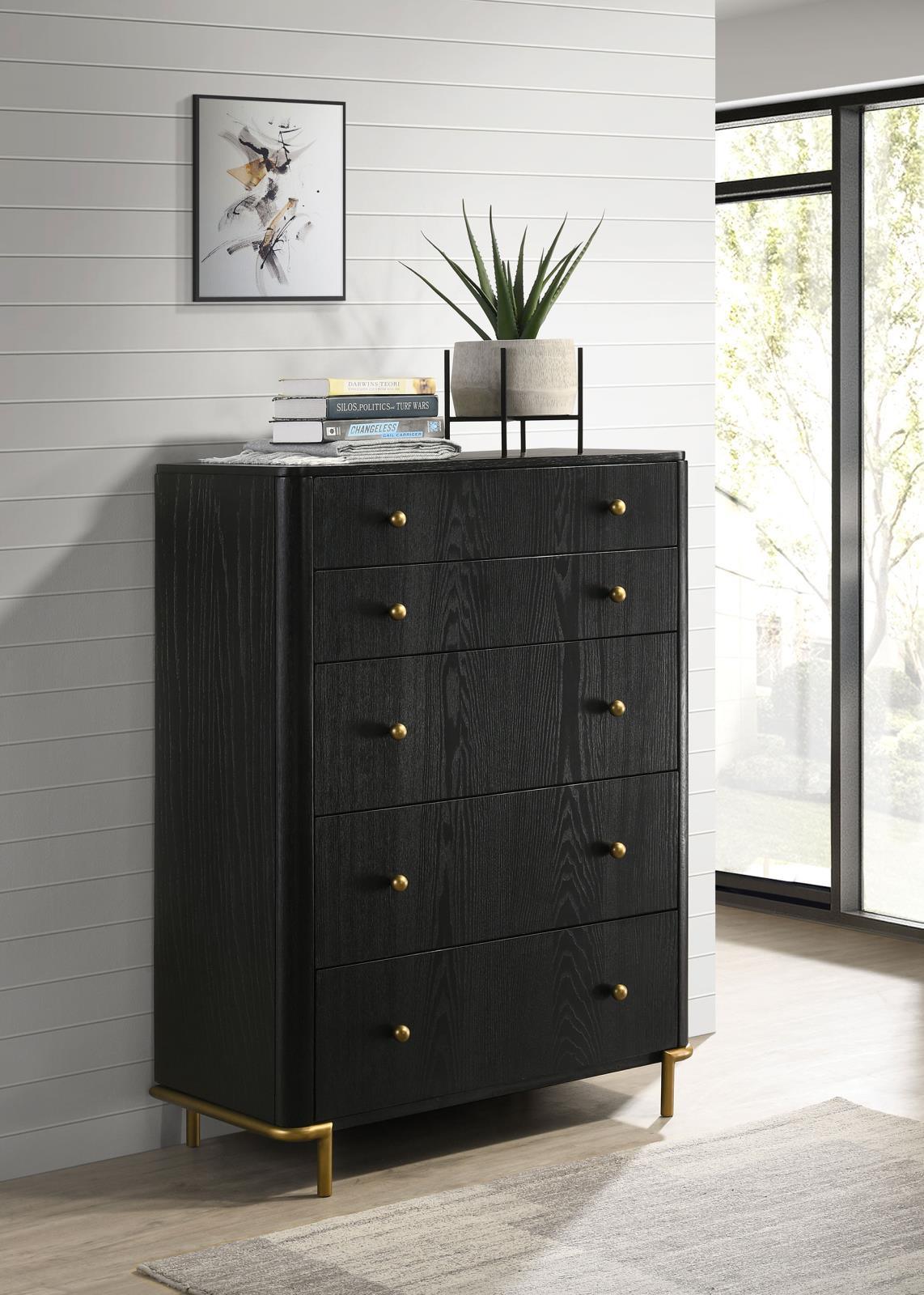 Arini Arini 5-Drawer Bedroom Chest Black 224335 - Ella Furniture