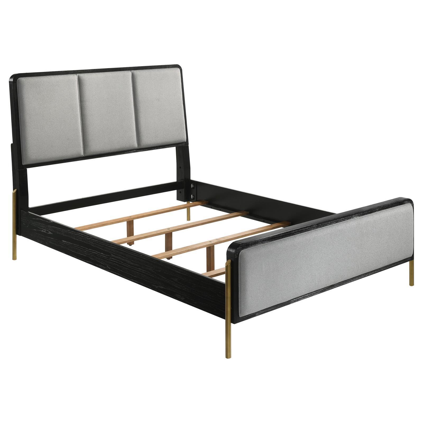 Arini Arini Queen Bed With Upholstered Headboard Black And Grey 224331Q - Ella Furniture