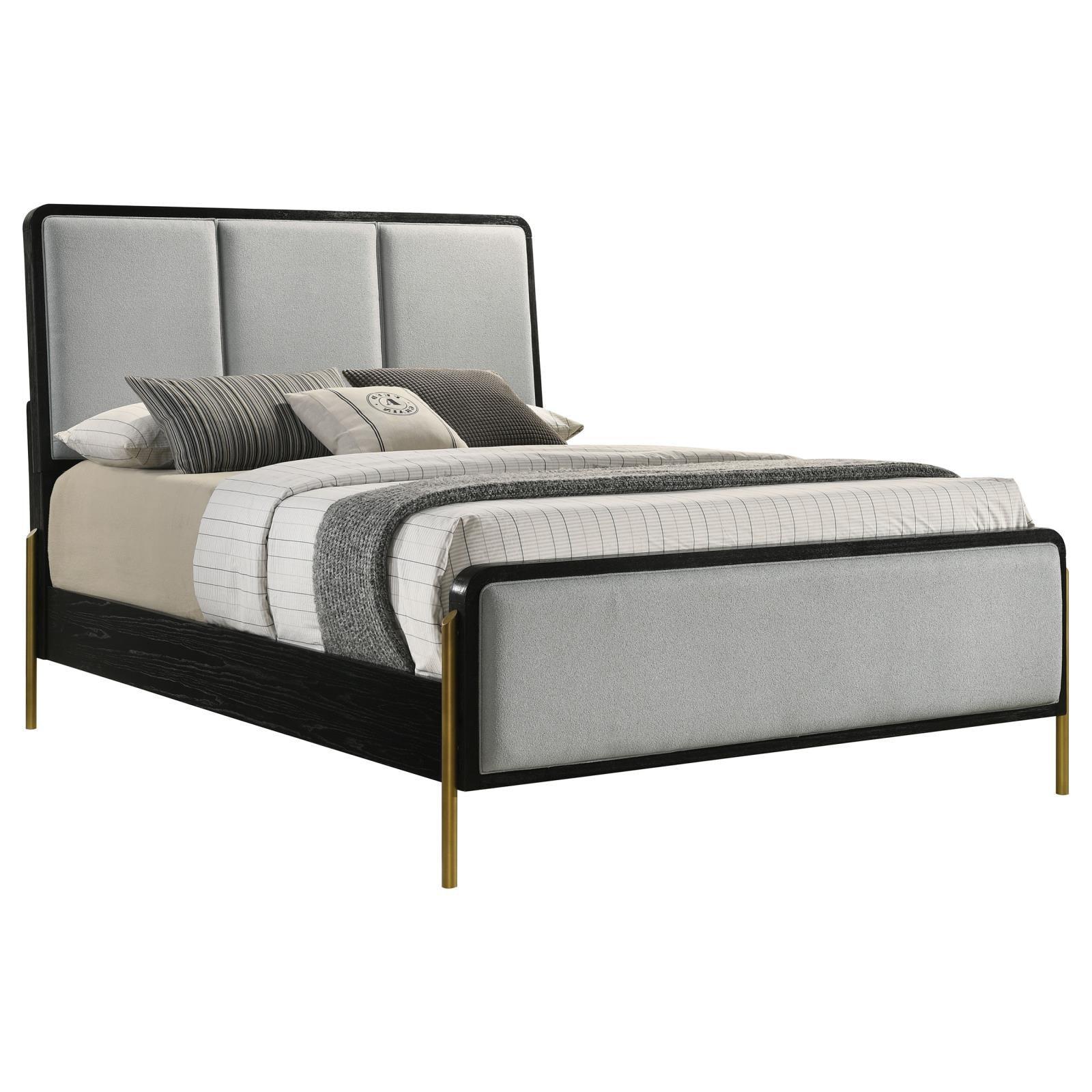Arini Arini Queen Bed With Upholstered Headboard Black And Grey 224331Q - Ella Furniture