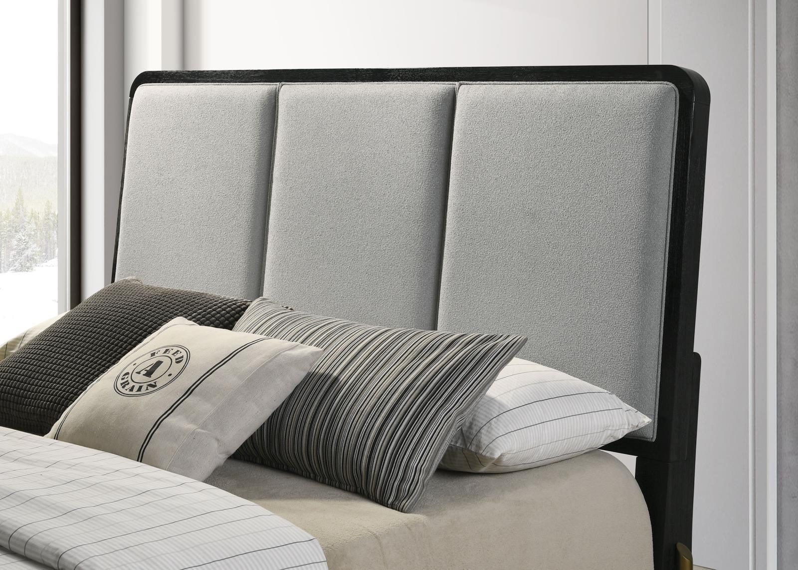 Arini Arini Queen Bed With Upholstered Headboard Black And Grey 224331Q - Ella Furniture