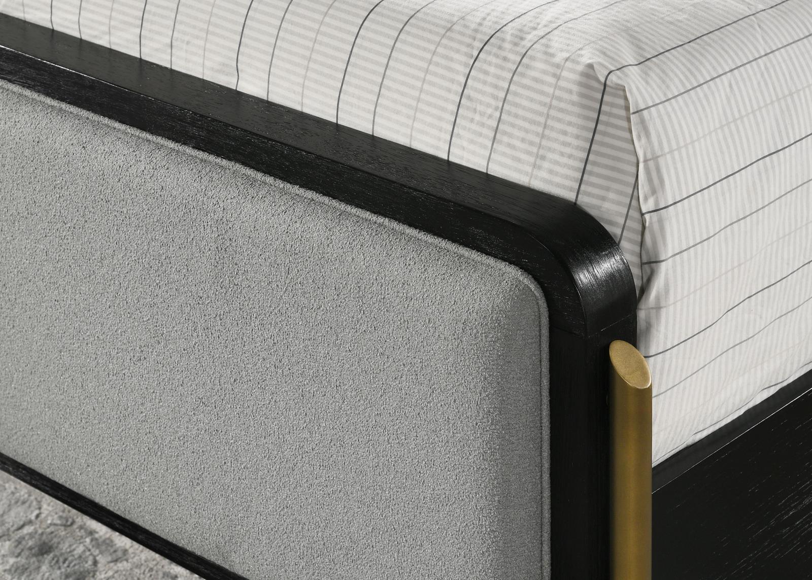 Arini Arini Queen Bed With Upholstered Headboard Black And Grey 224331Q - Ella Furniture