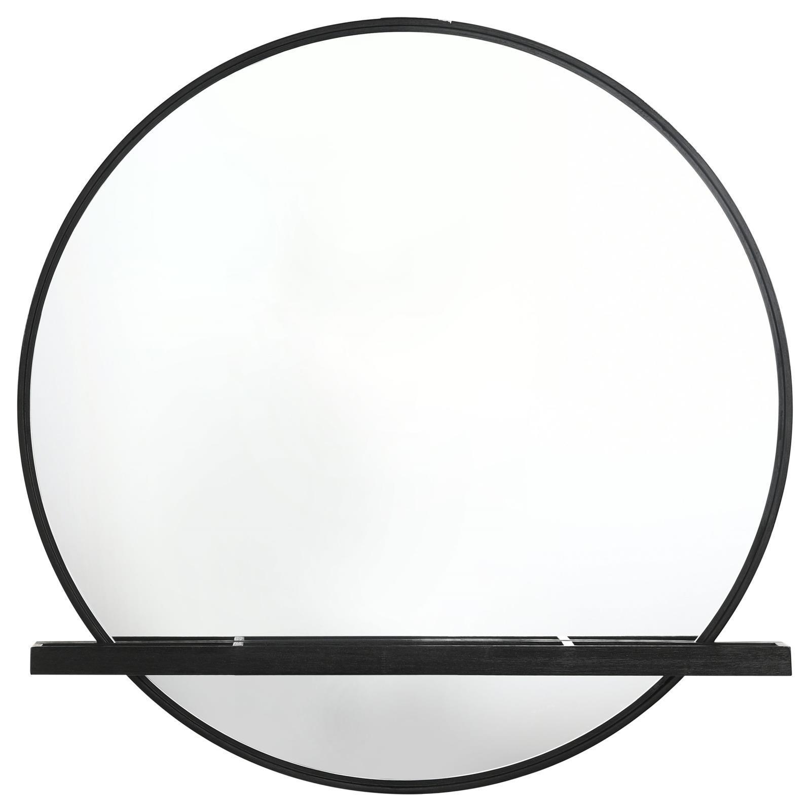 Arini Arini Round Dresser Mirror With Shelf Black 224334 - Ella Furniture